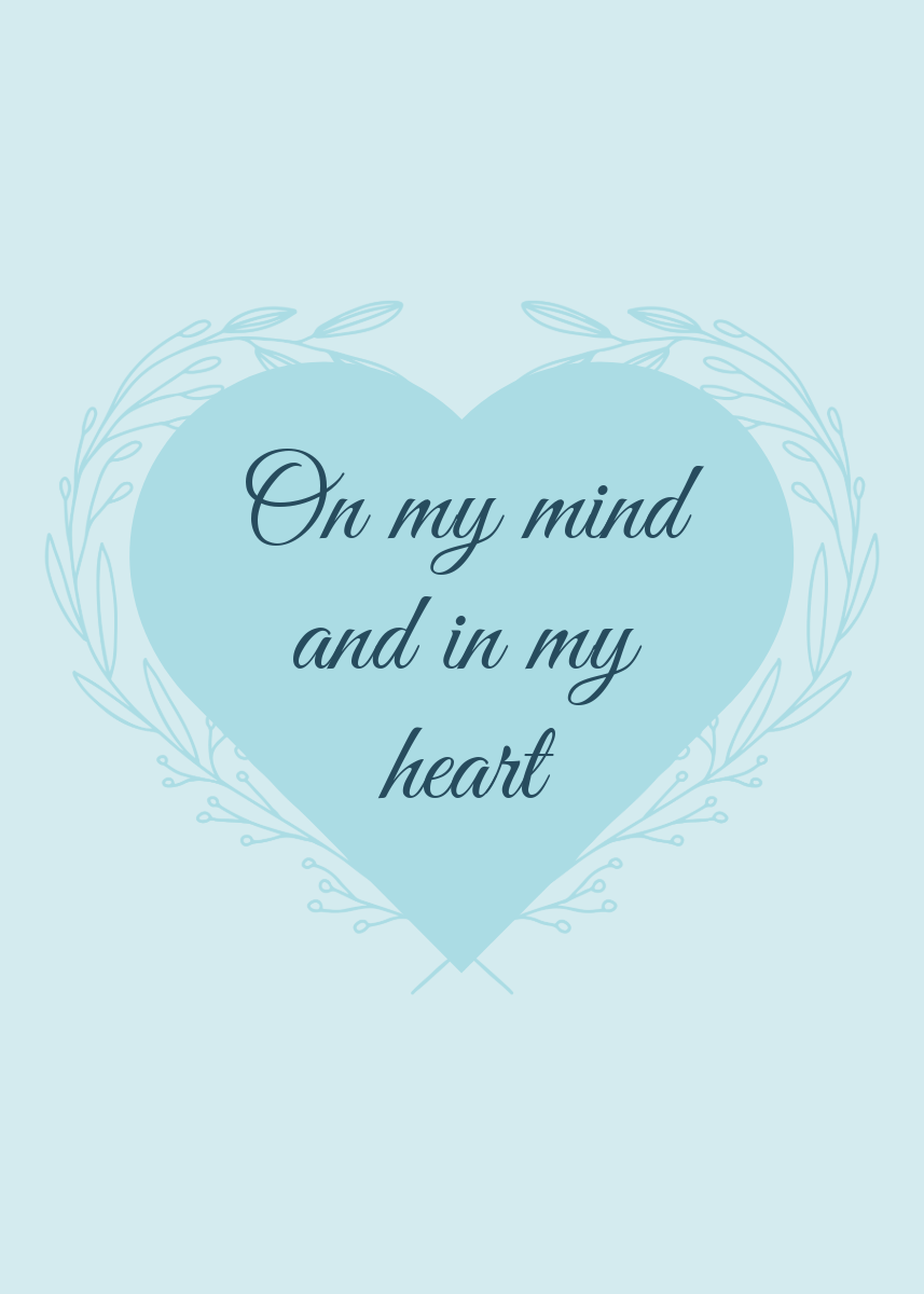 Blue Heart Floral Heart Greeting Card