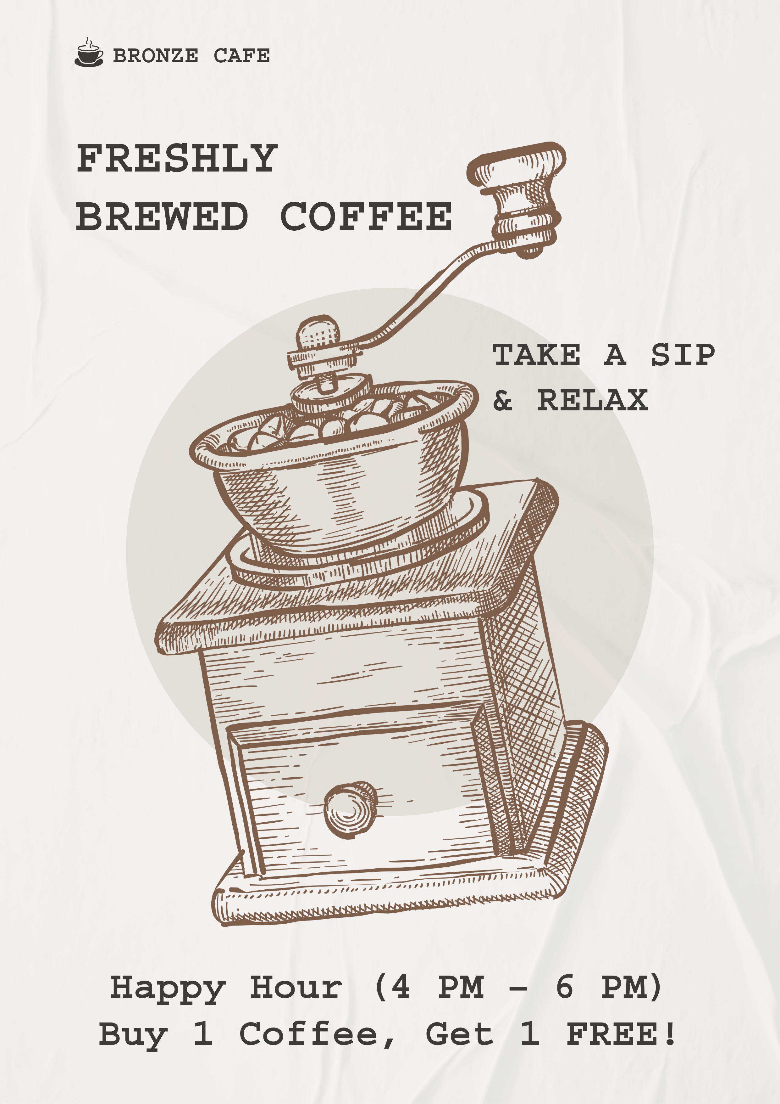 Beige and Brown Illustrated Cafe Promotion Flyer