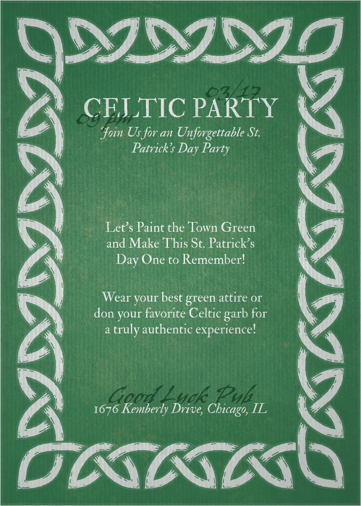 Green and White St. Patrick's Day Invitation