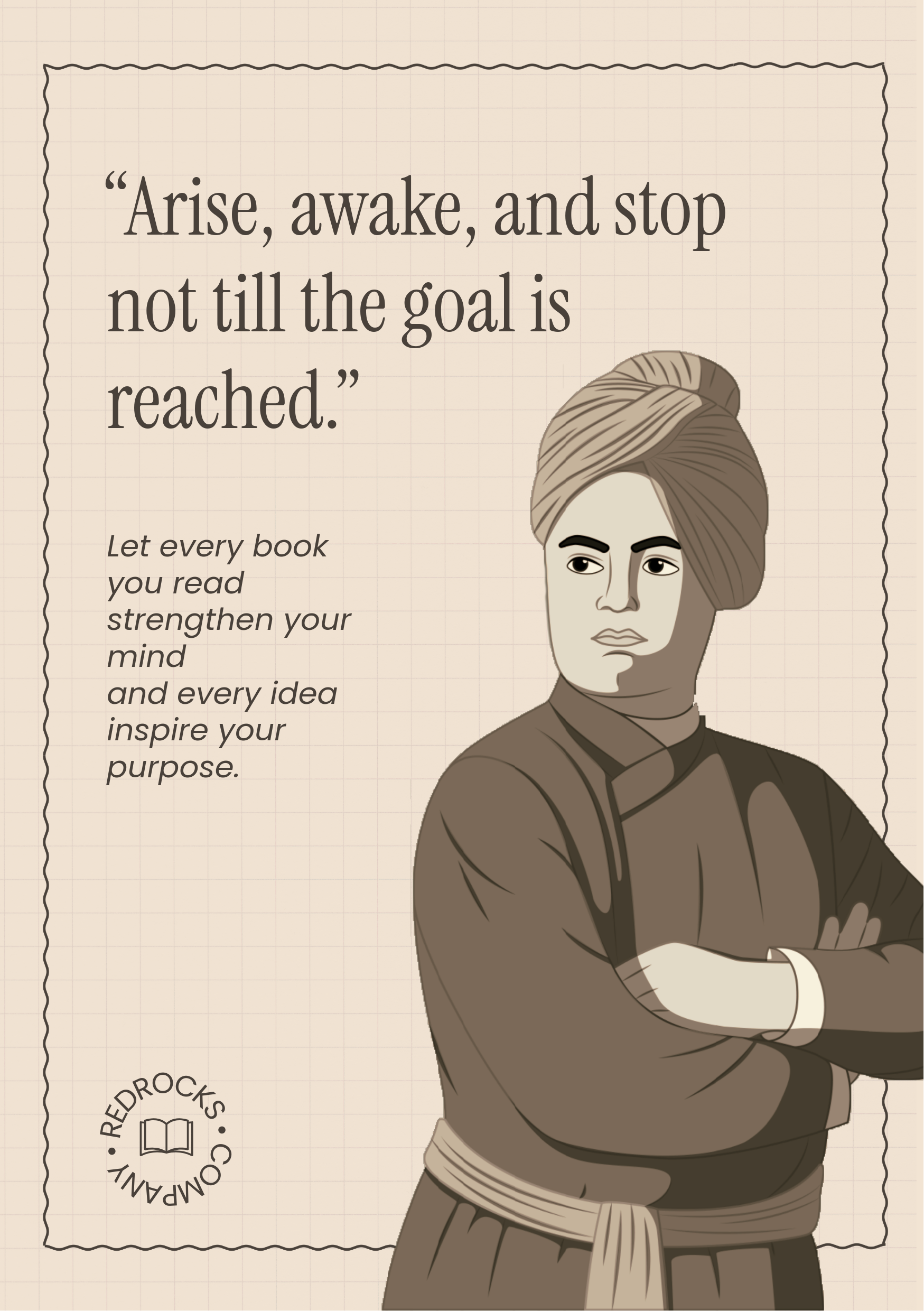 Brown and Beige Swami Vivekananda Jayanti Library Tribute Card