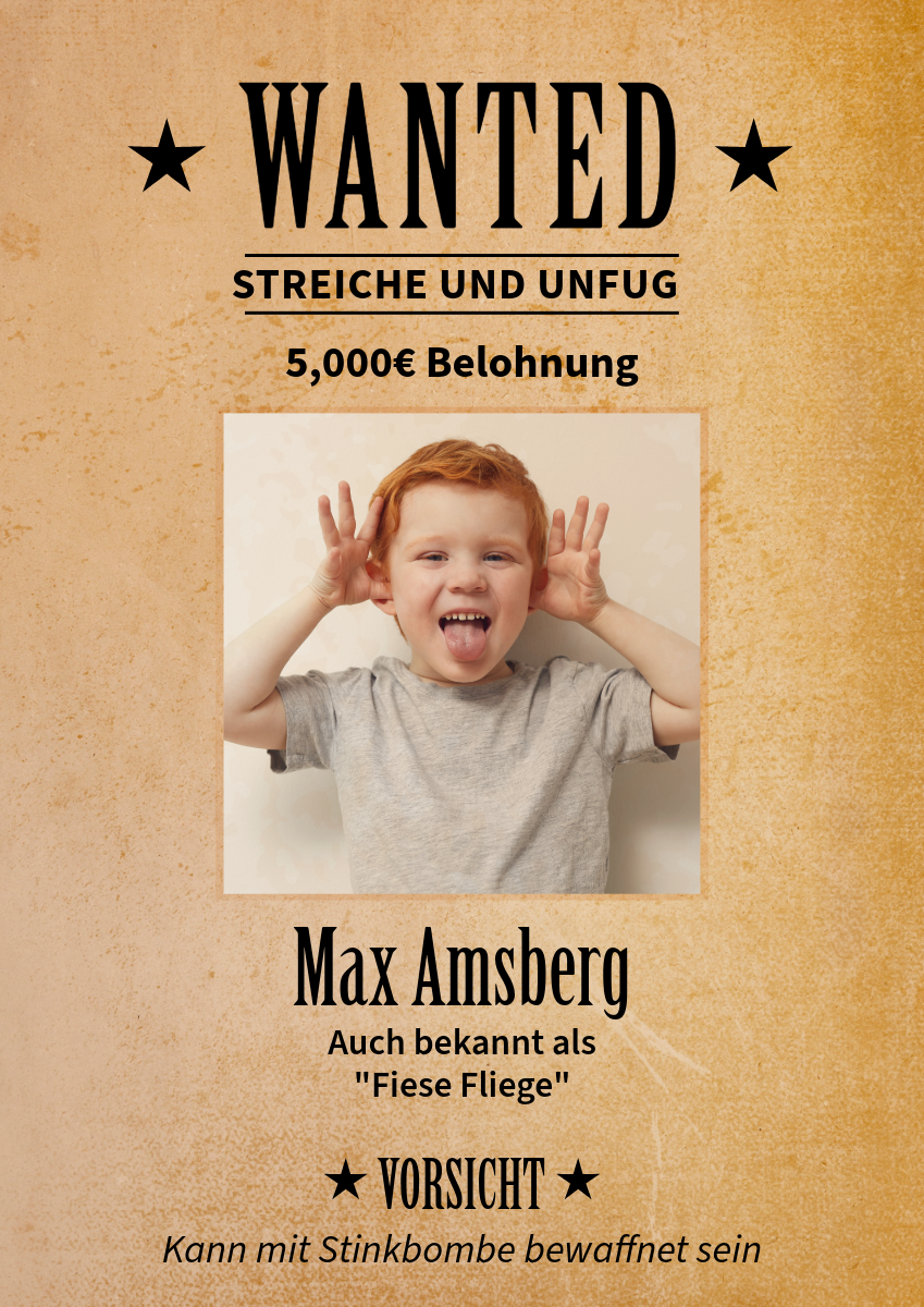 Beige Paper Funny Photo Wanted Poster