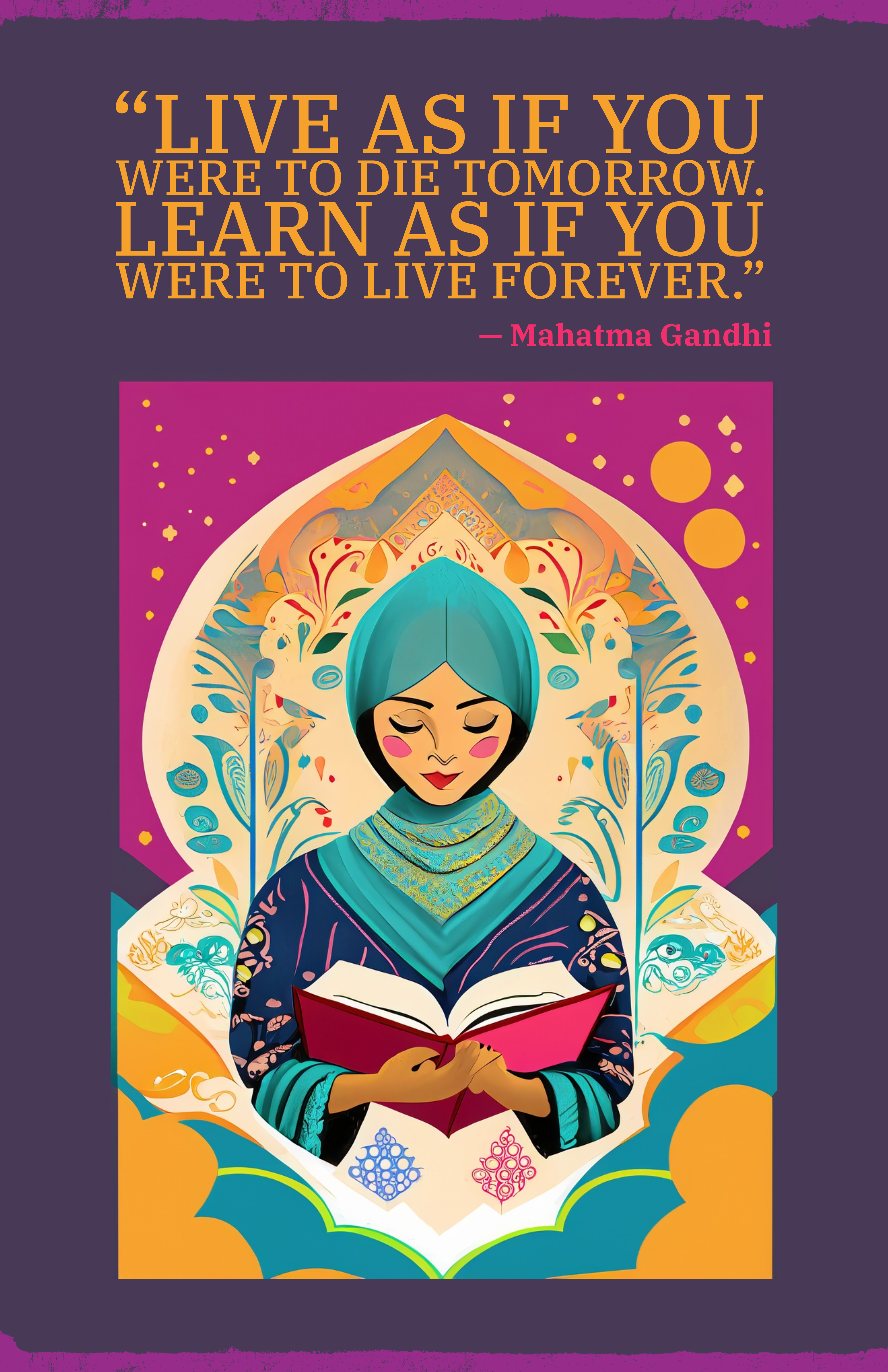 Purple Motivational Gandhi Quote Poster