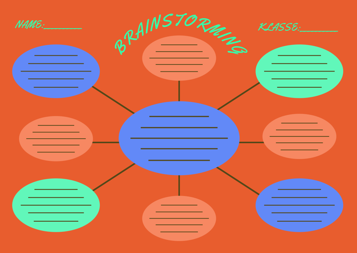 red blue green colorfull brainstorming chart