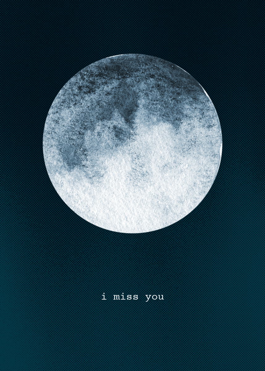 Blue Halftone I Miss You E-Card