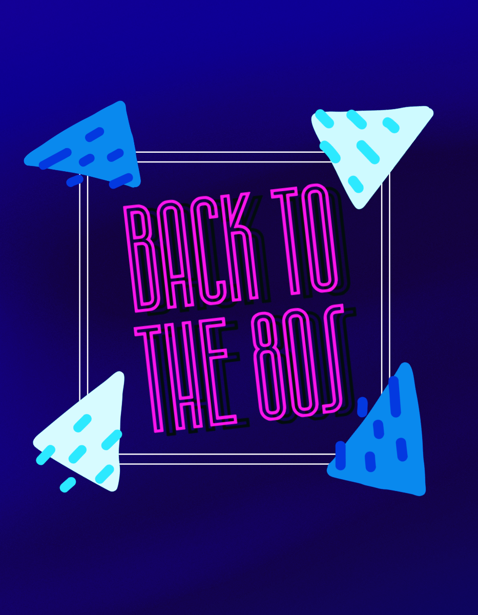 Blue Pink & White Back to the 80's T-Shirt