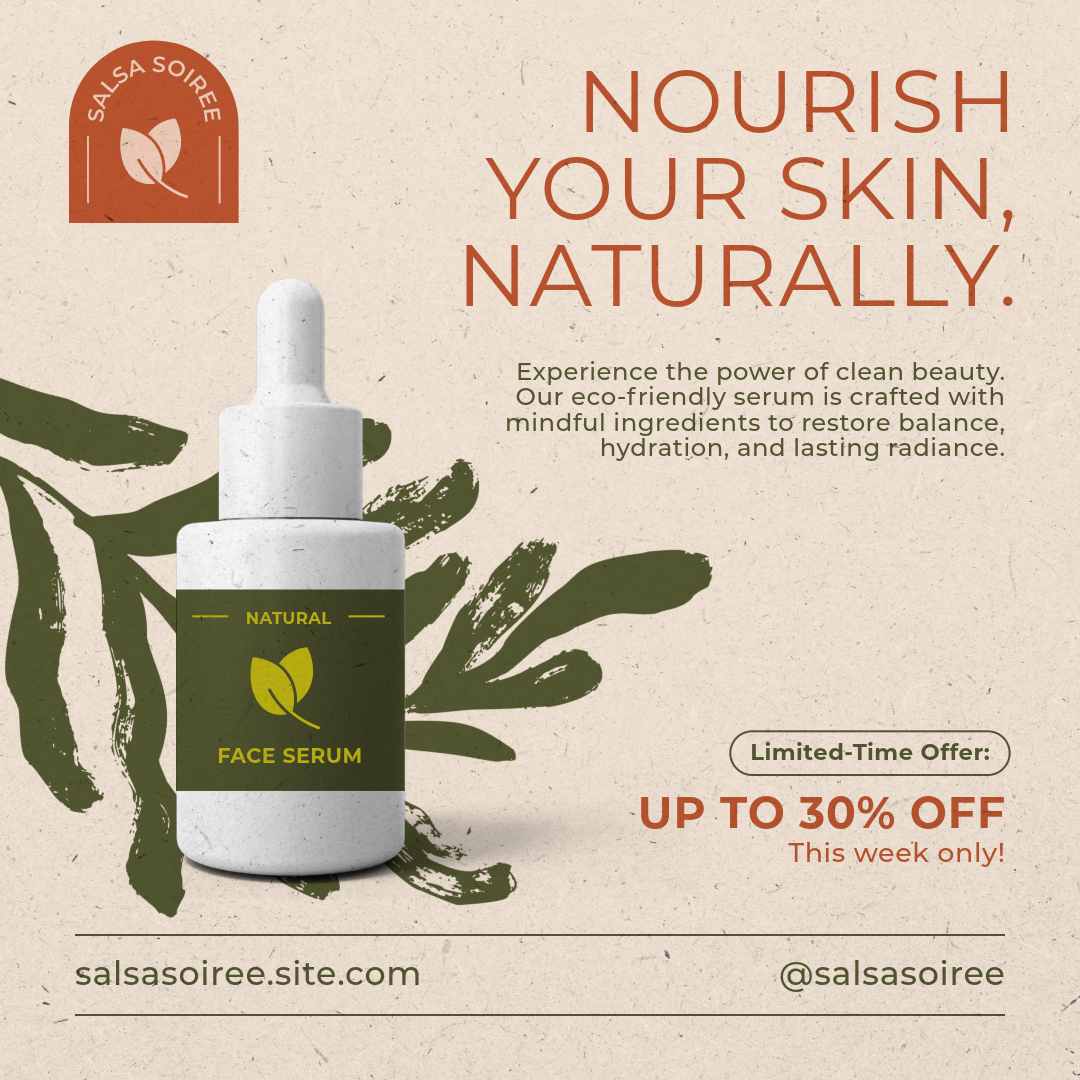 Green and Beige Minimalist Serum Sale Promotion Facebook Feed Ad