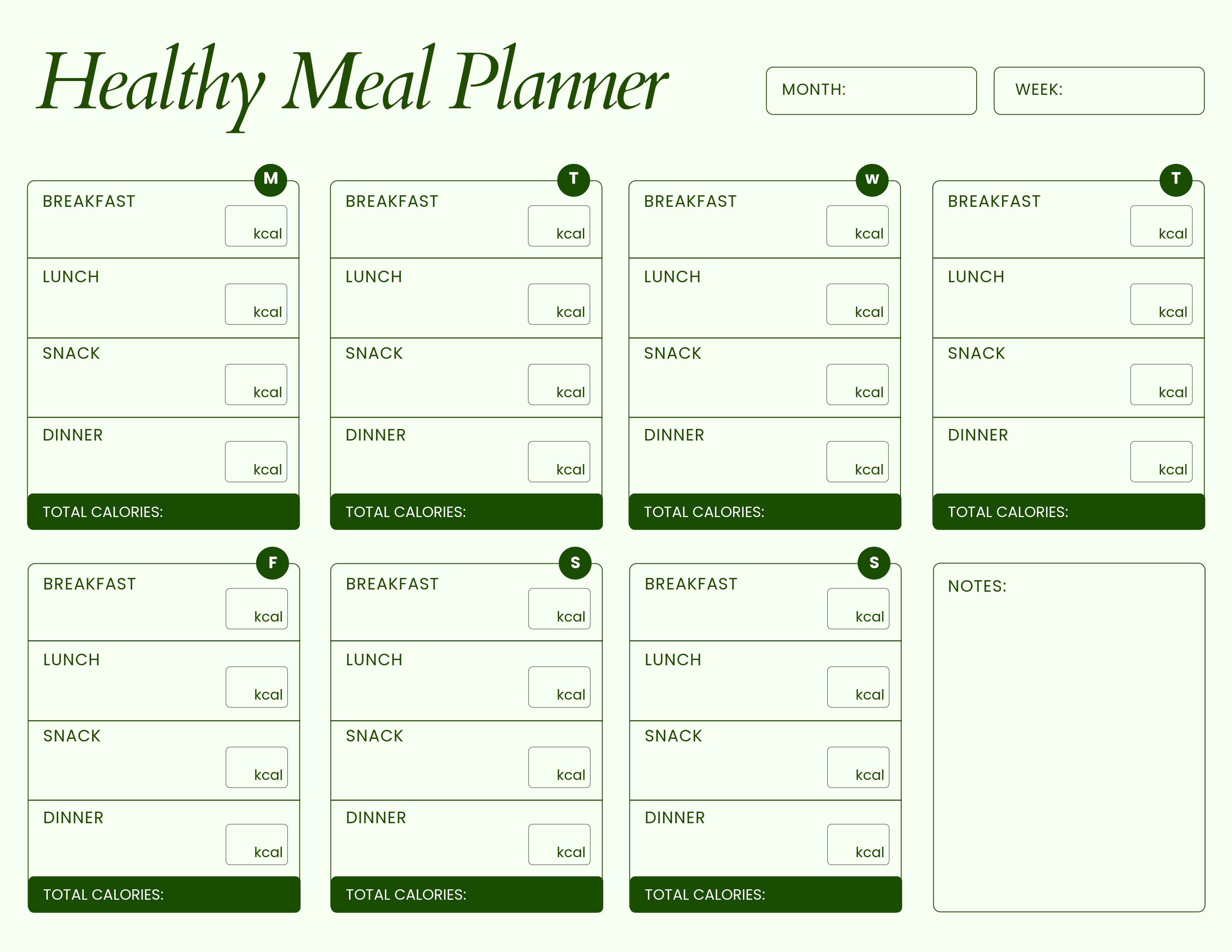 Green Healthy Meal Planner
