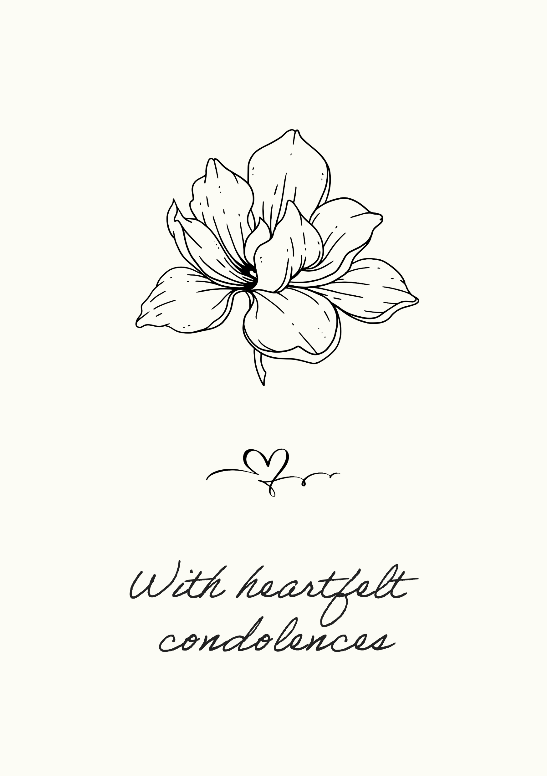 Cream and Black Condolence Card A5