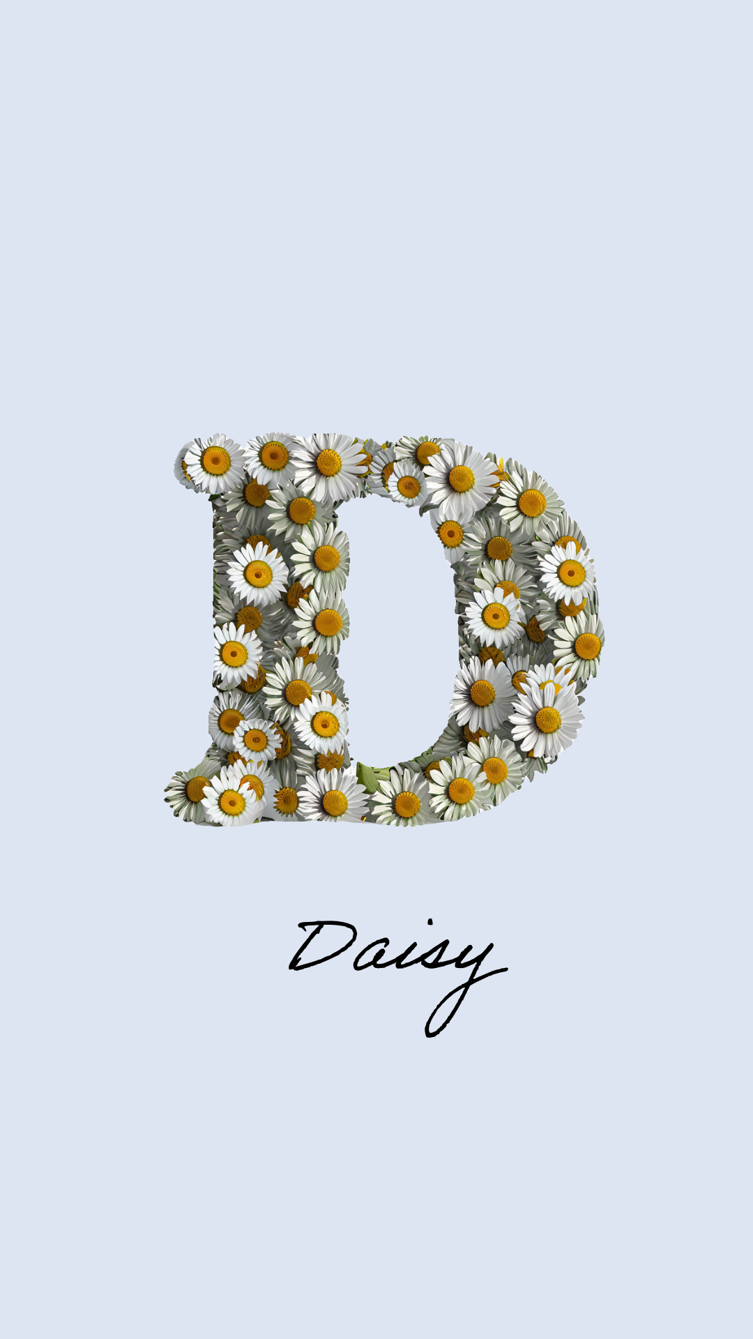 Light Blue Daisy Name Lettering Mobile Wallpaper