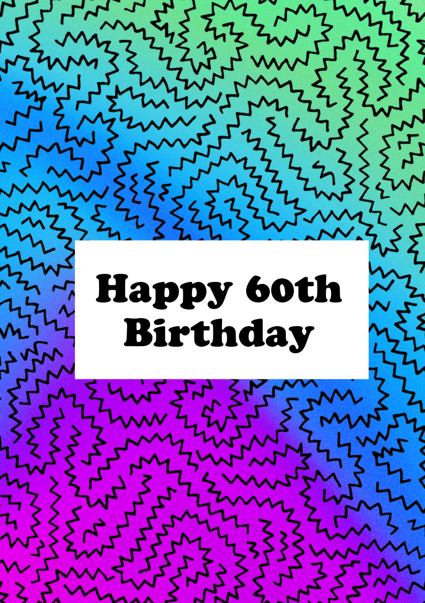 Blue Green Purple Happy 60 Birthday A5 Greeting Card