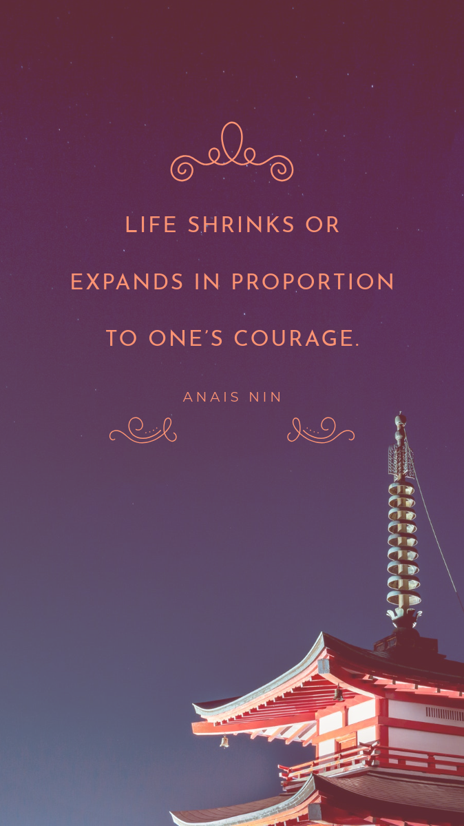 Blue and Pink Pagoda Photo Courage Inspirational Quote Instagram Story