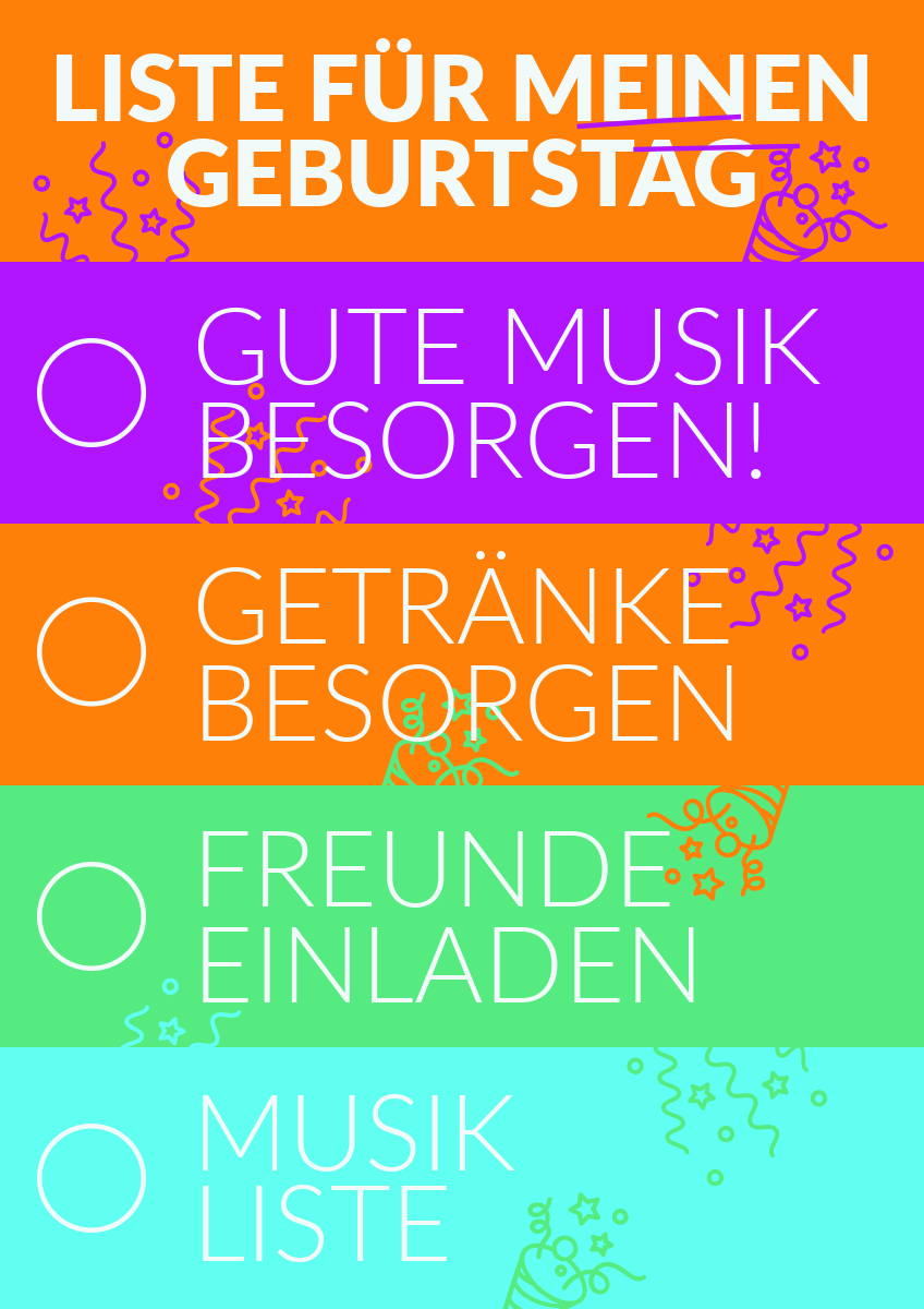 neon colored birthday party checklist