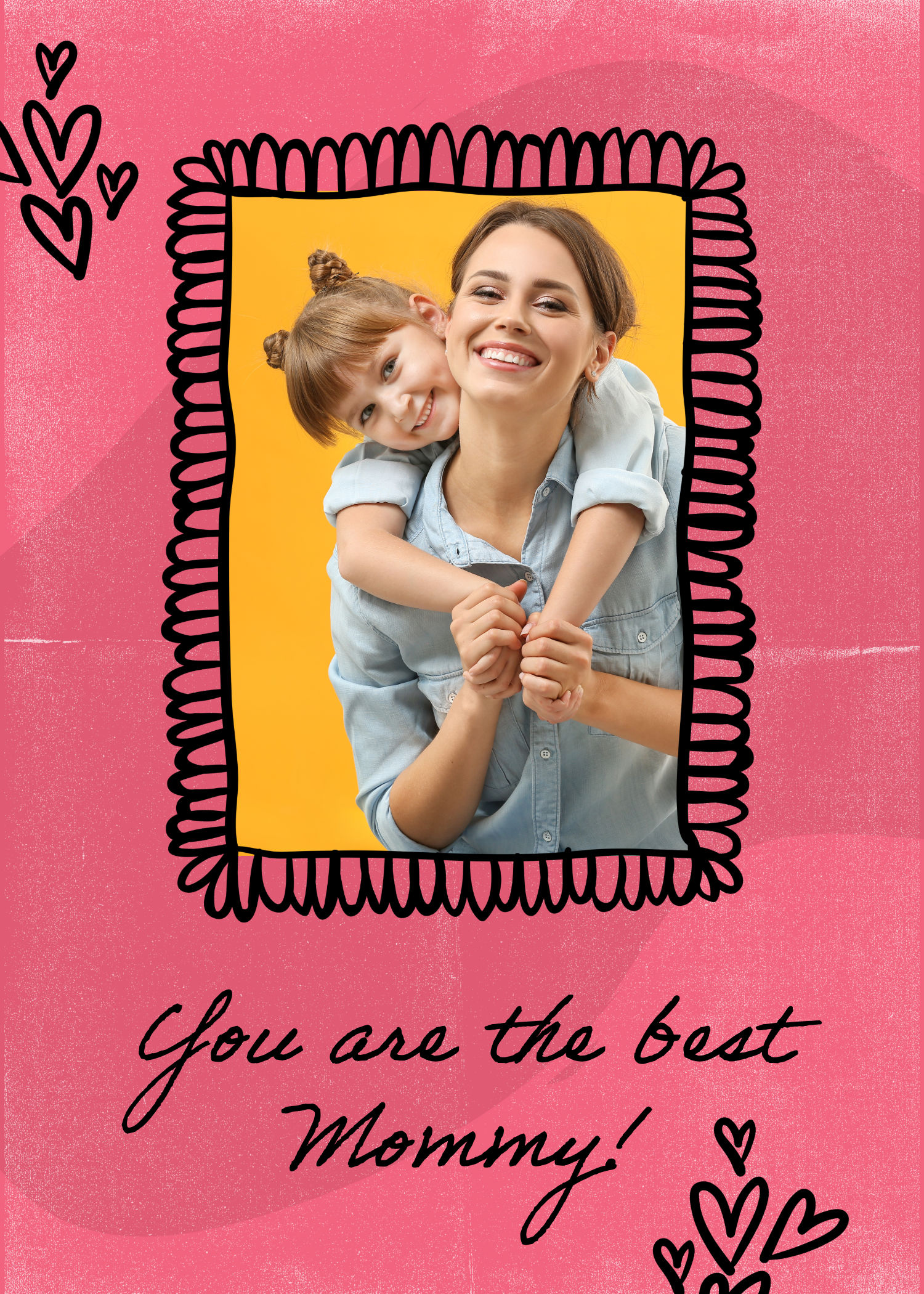 Pink And Black Doddle Frame Mother`s Day Card