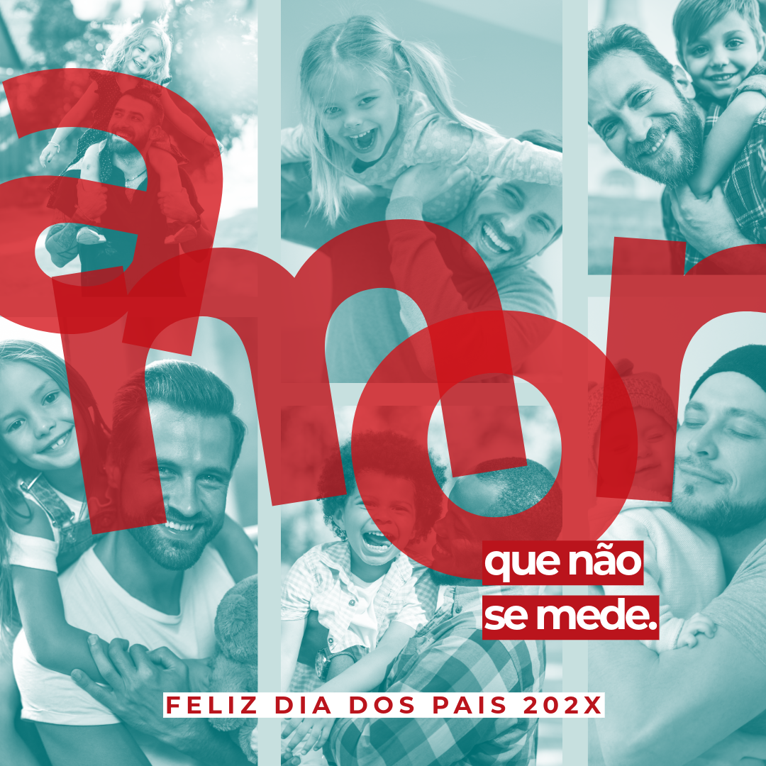 Vermelho Branco e Azul Amor Dia dos Pais Colagem Fotos Comemoração Post do Facebook