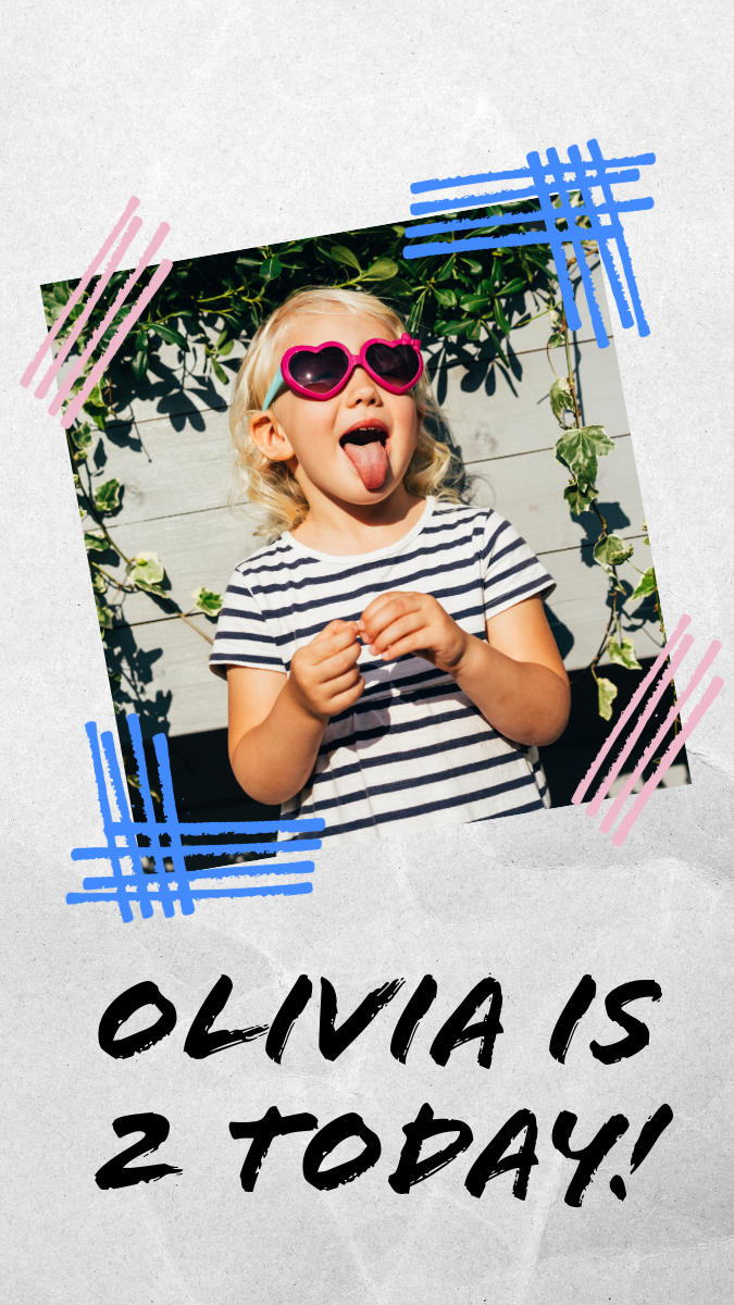 Pink, Blue and Grey Child Birthday Facebook Post