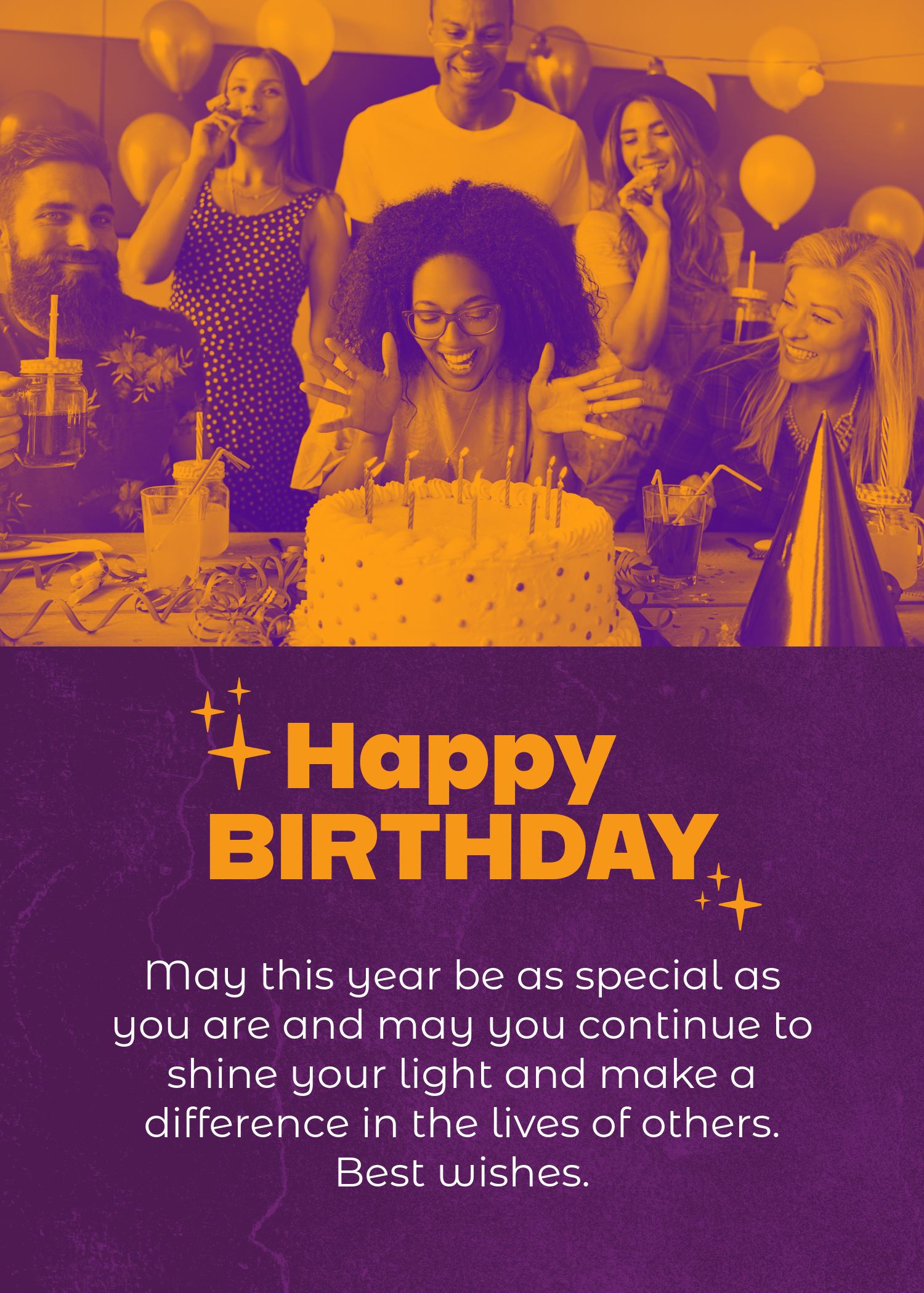 Purple and Orange Birthday Card
