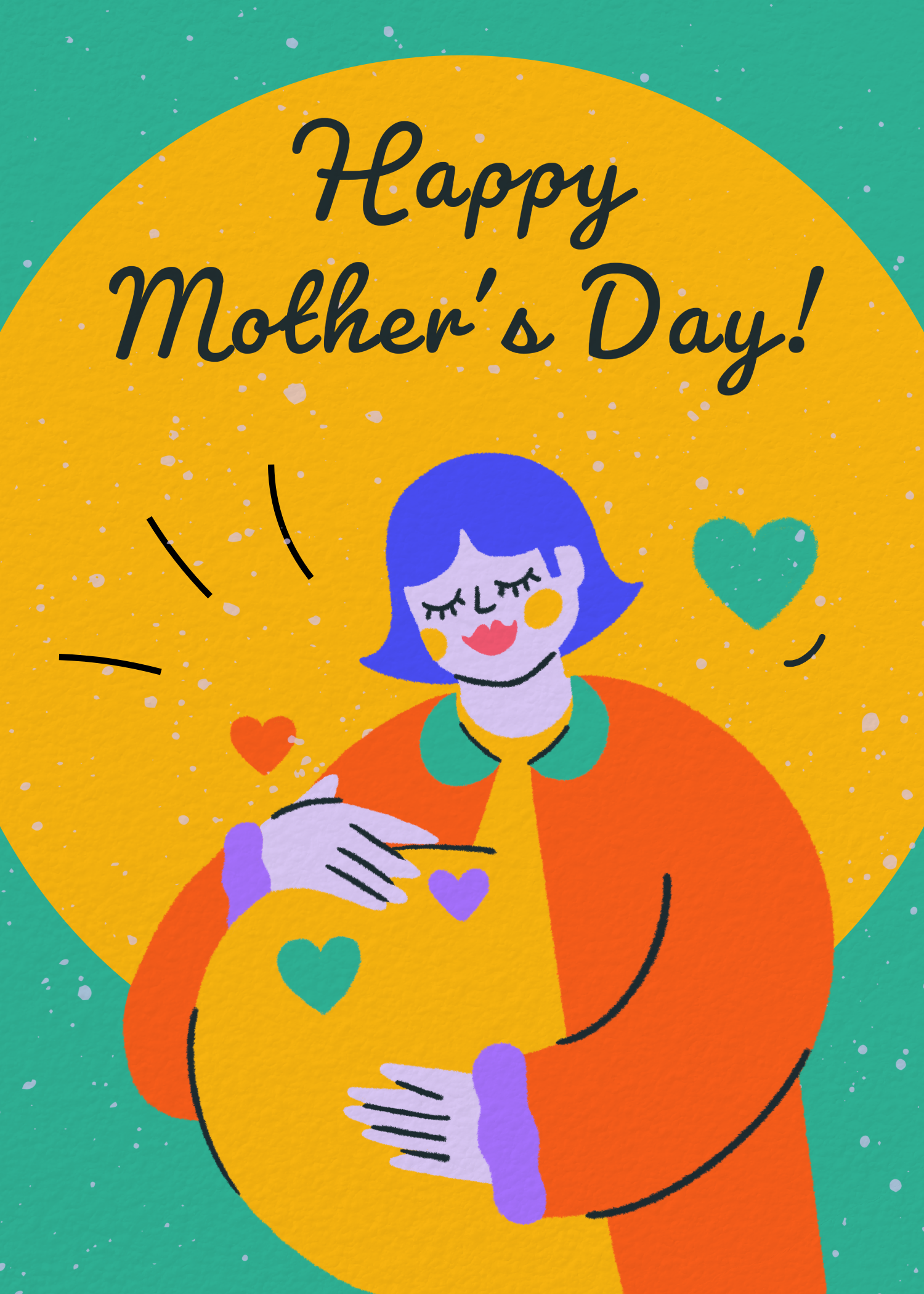 Bright Yellow and Green Mother's Day Card