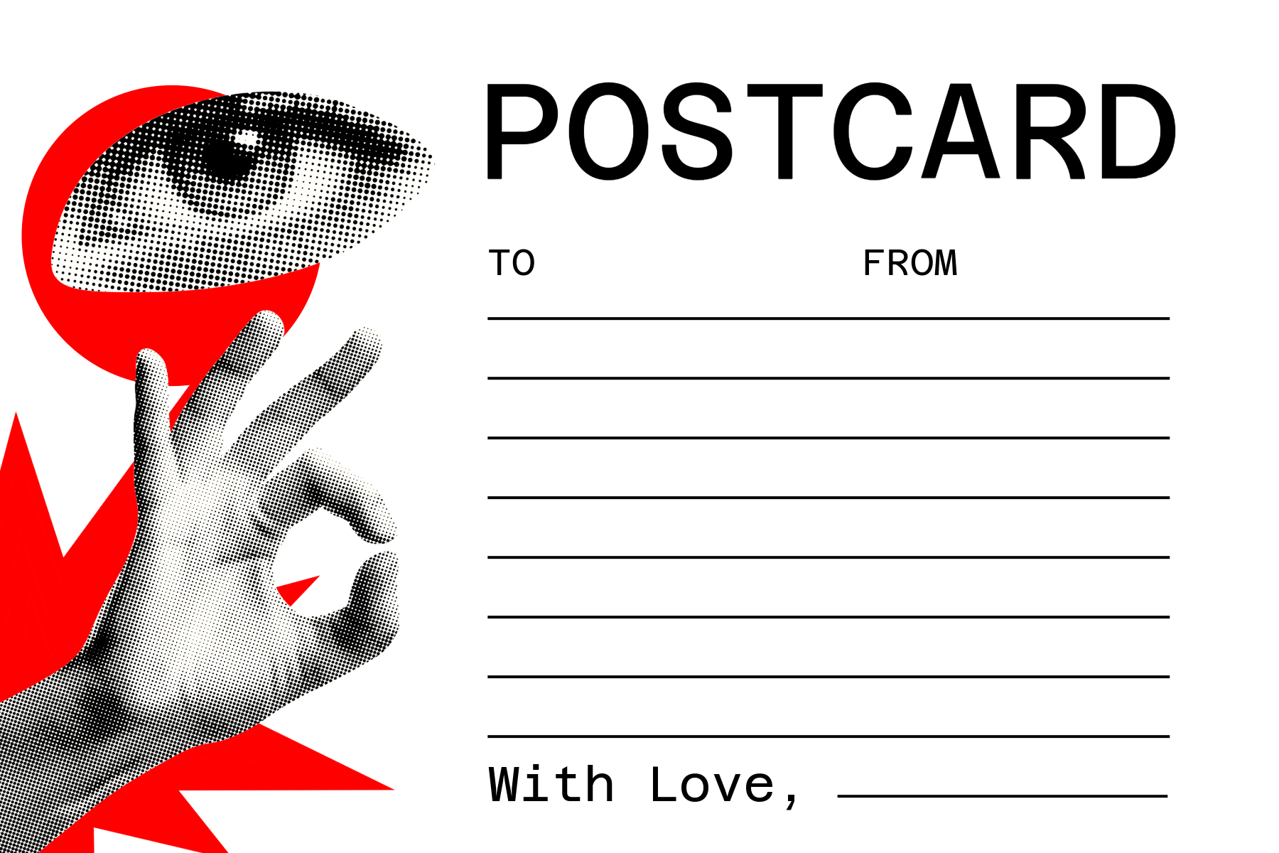 Red and White  Collage Postcard