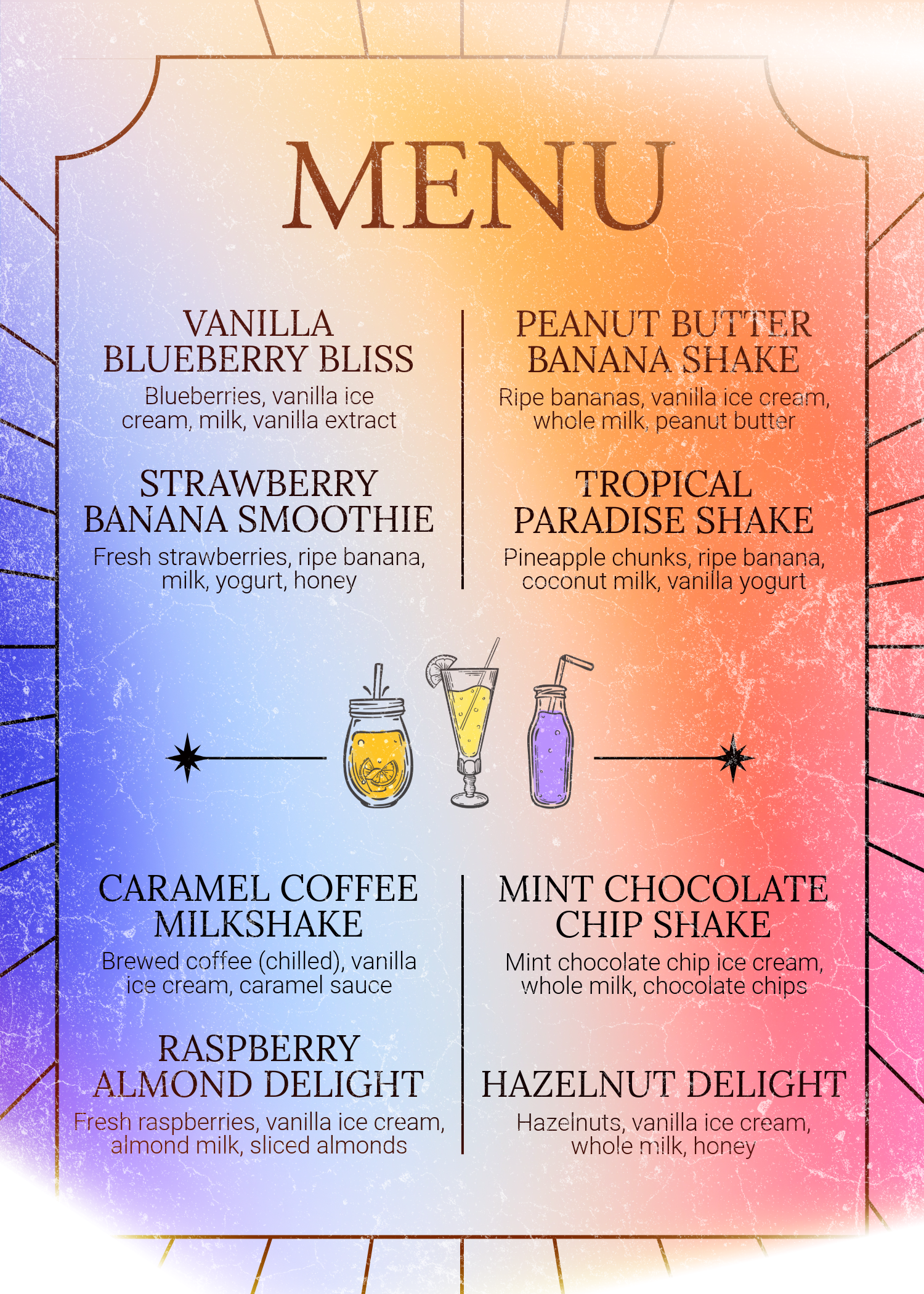 Blue and Hot Red Menu Menu
