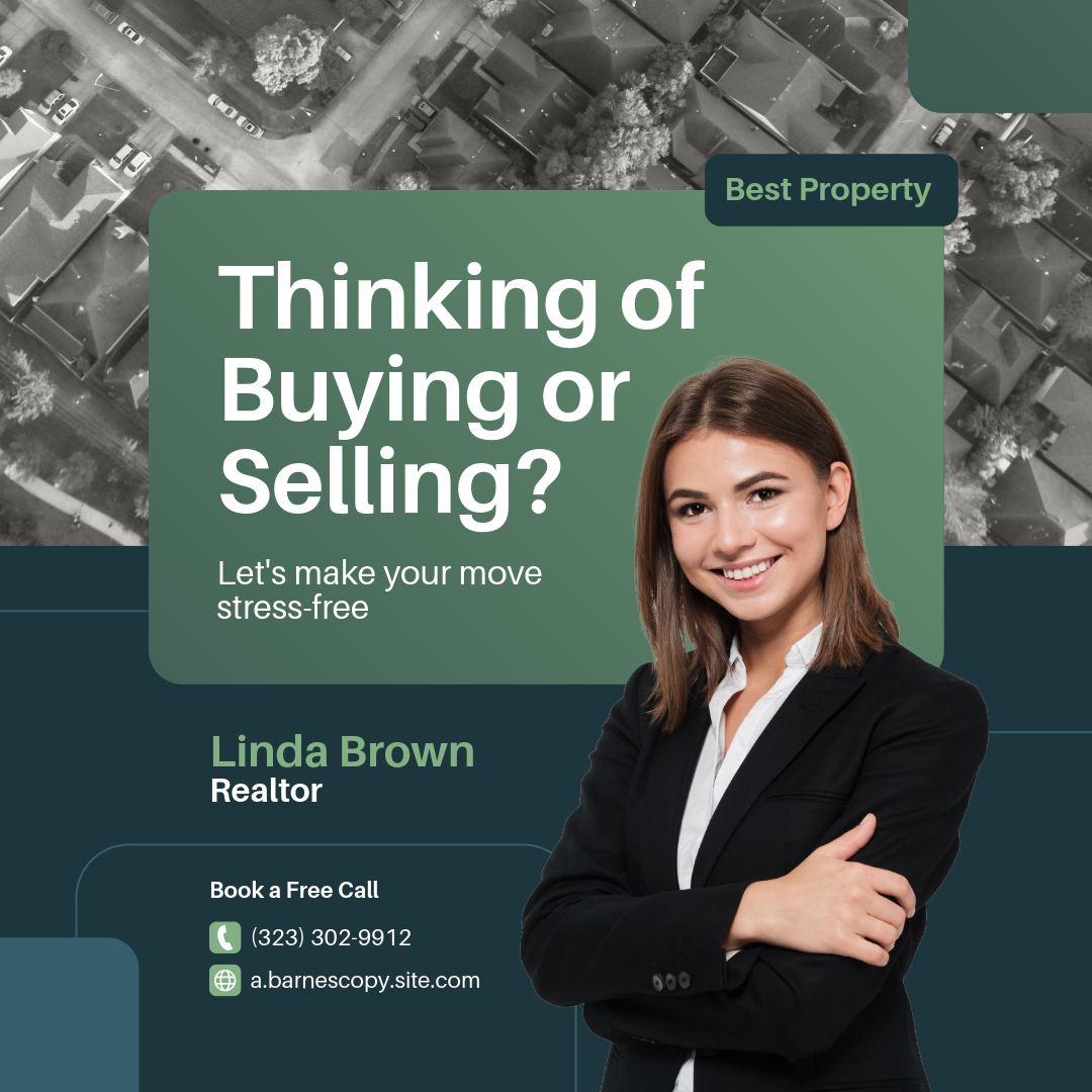 Green & Blue Property Agent Promotion Facebook Post