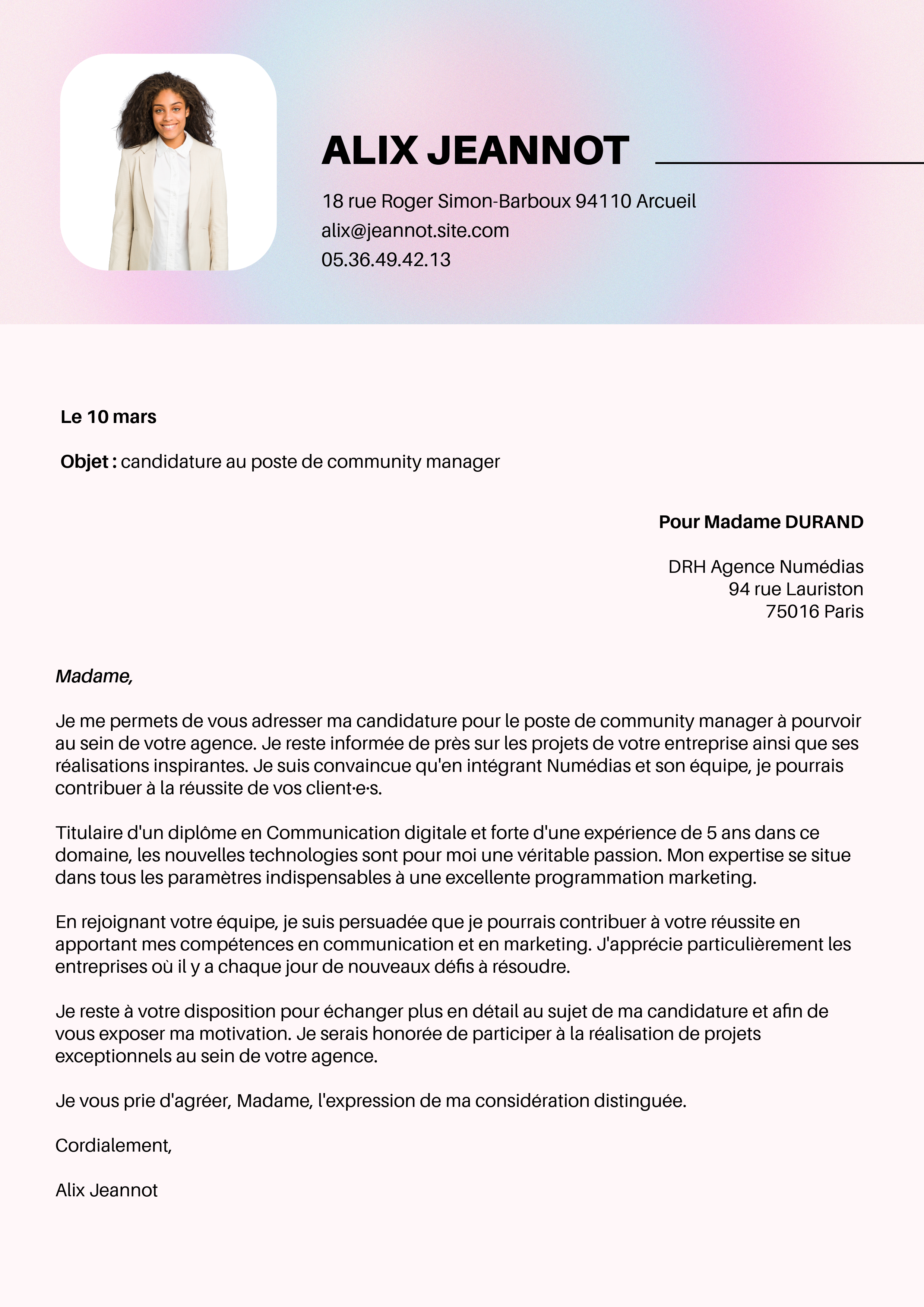 Exemple de poste de candidature de community manager