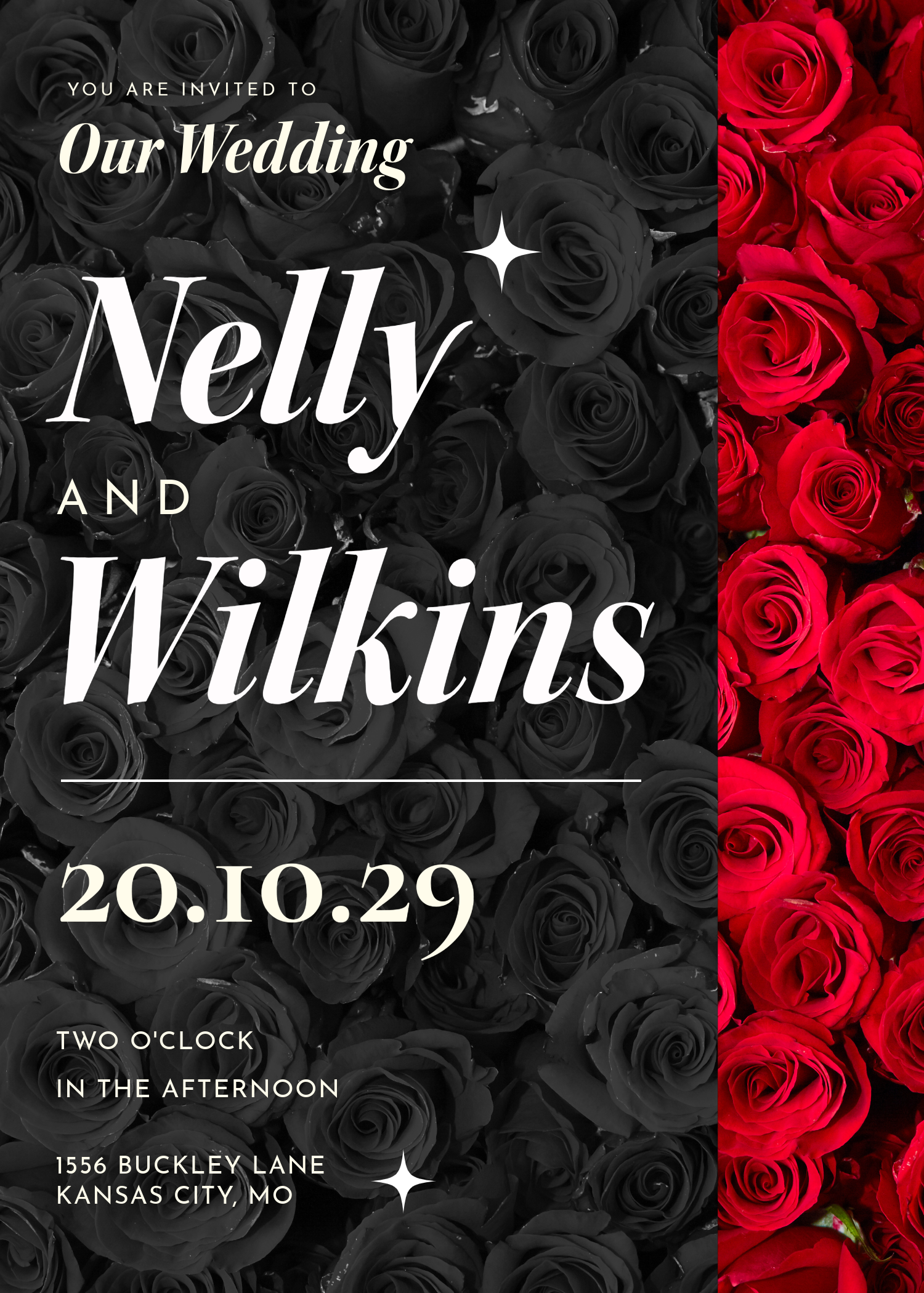 Black And Red Wedding Invitation