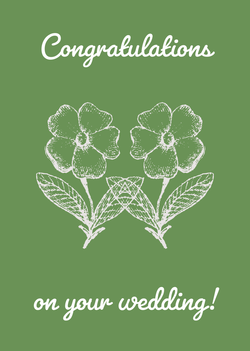 Green, Pink, Flower, Wedding, Greeting-card