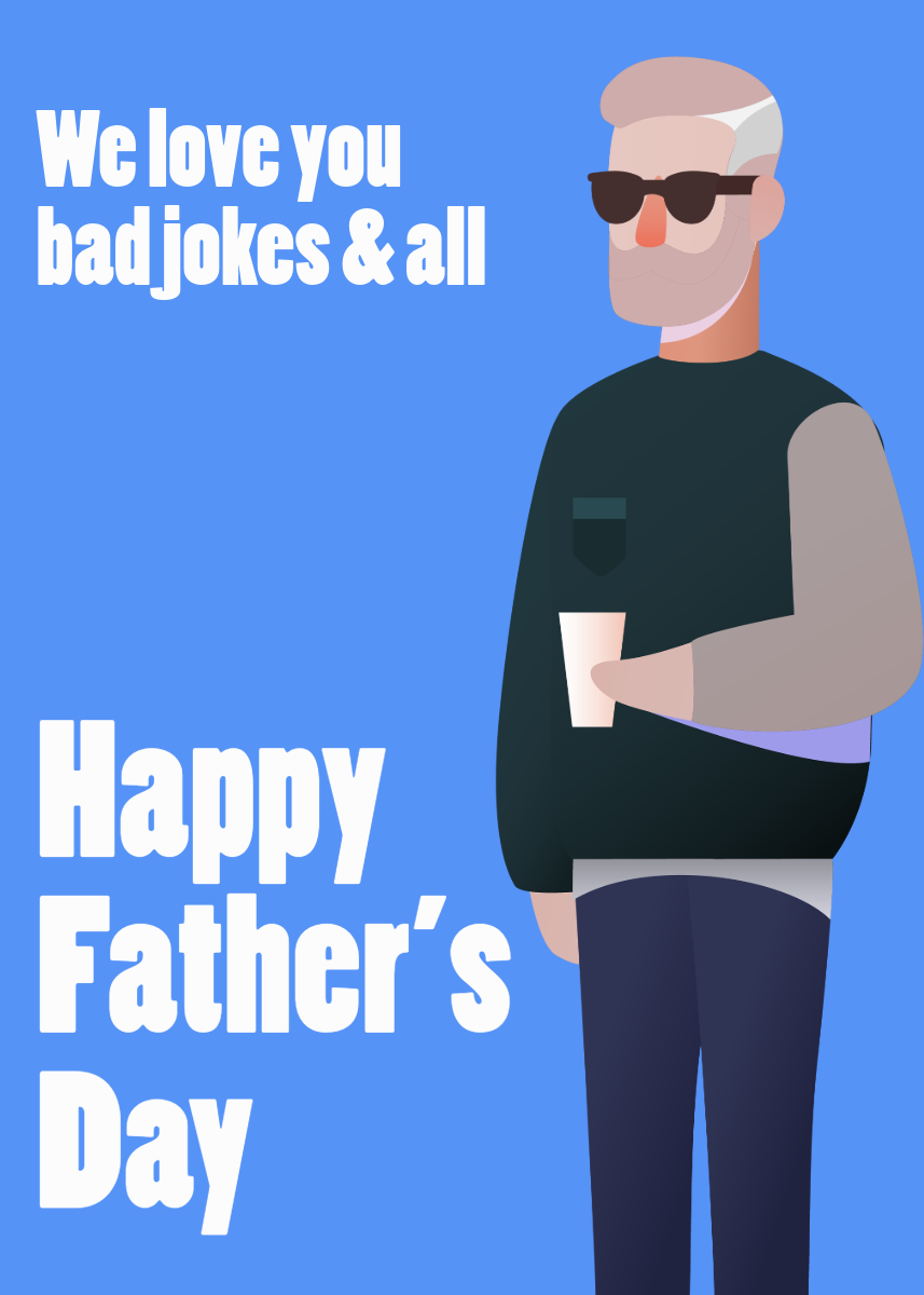 Blue & White Father's Day Illustration Greeting Card