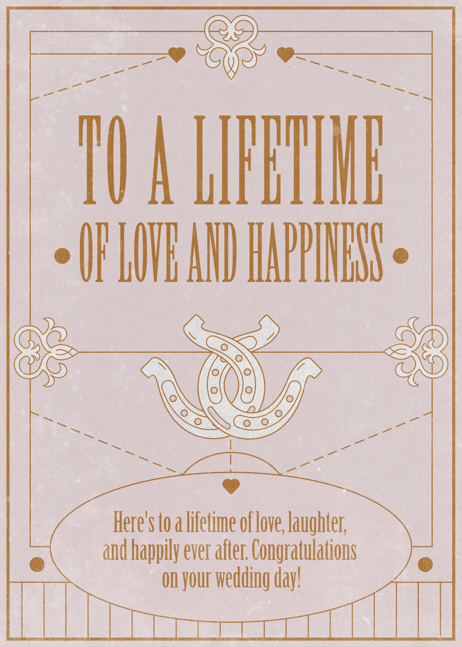 Dirty Pink and Light Brown Wedding Card