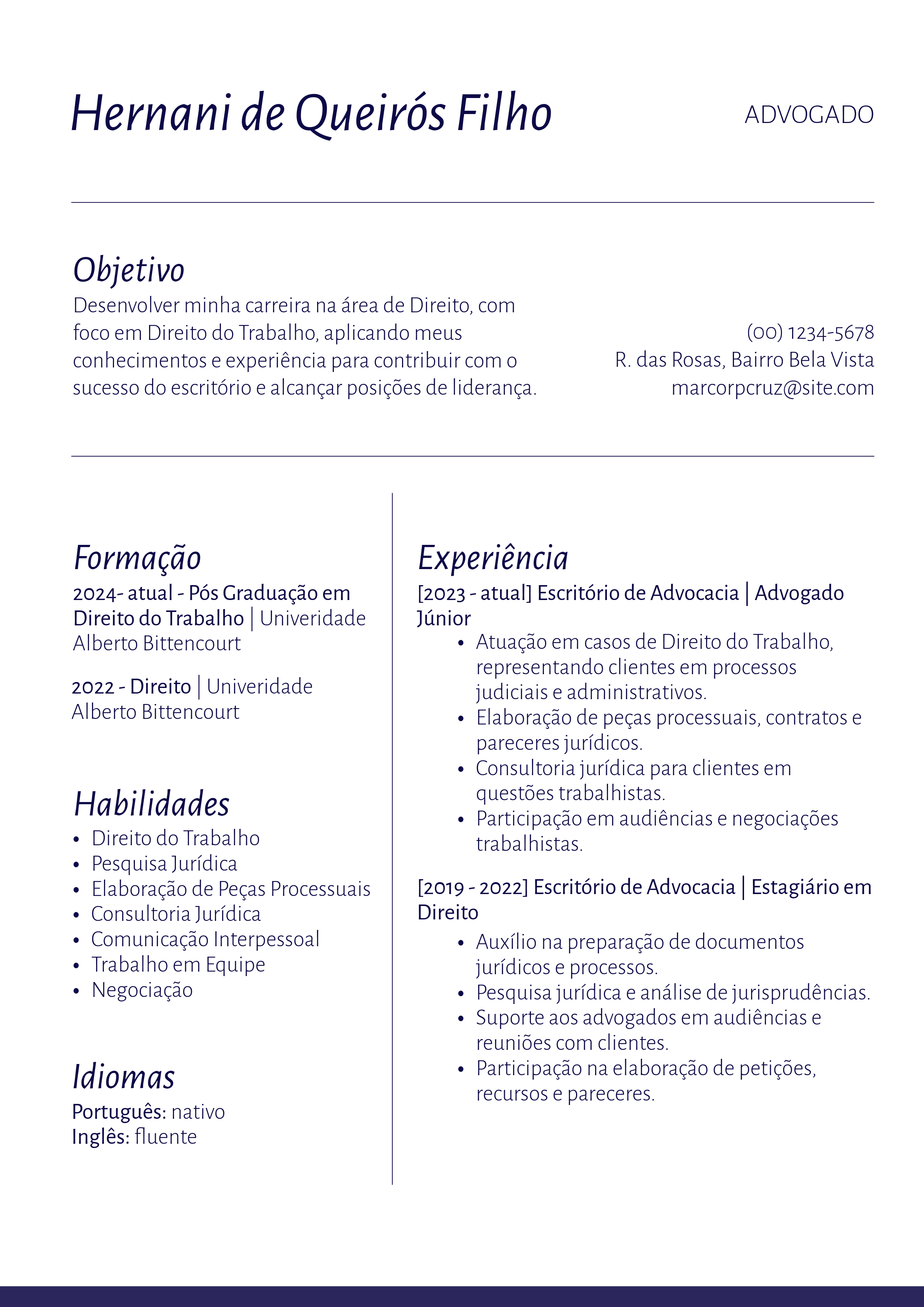 Branco e Azul currículo A4