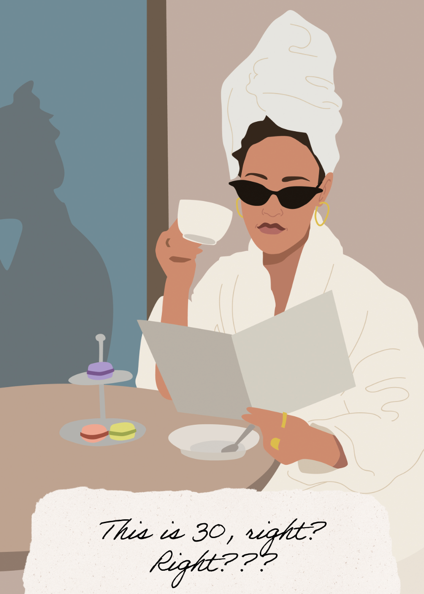 Brown Illustrated 30th Birthday E-Card