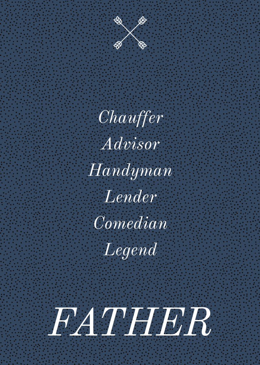 Navy texture with cross Legend Fathers Day Card
