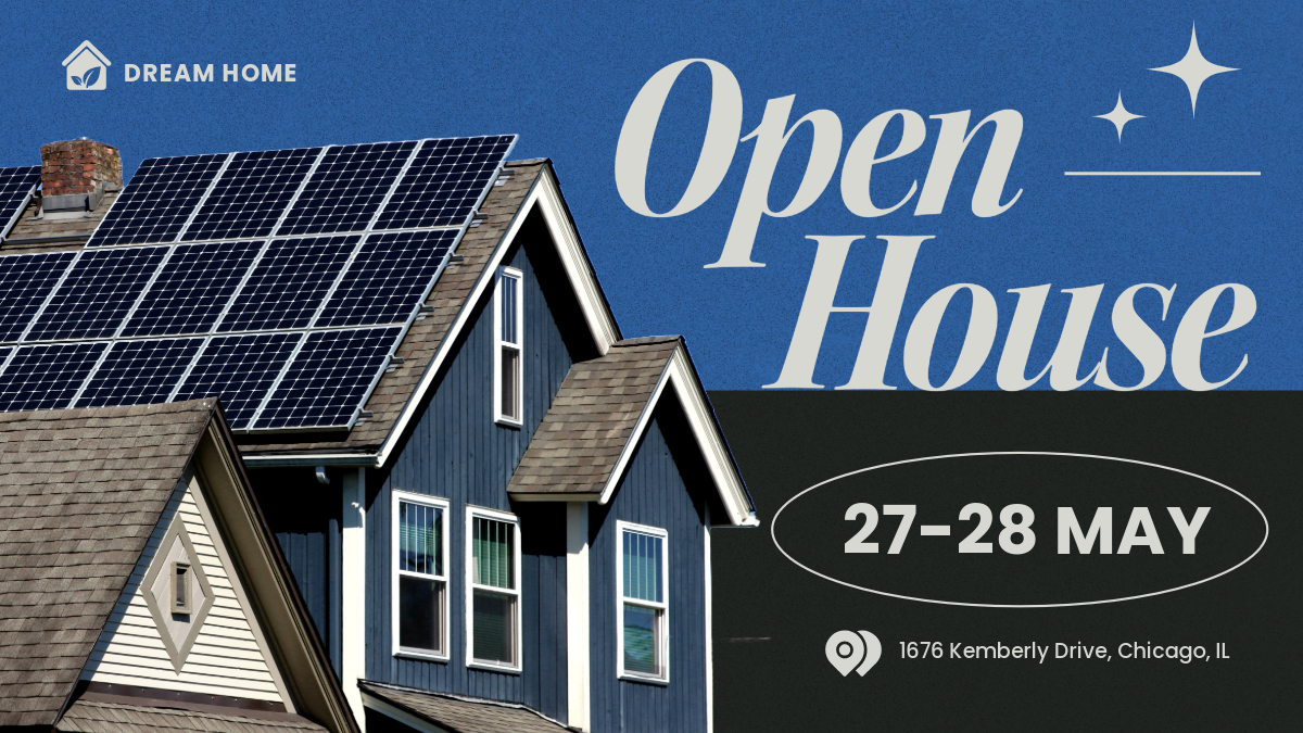 Blue And Black Open House Twitter Post