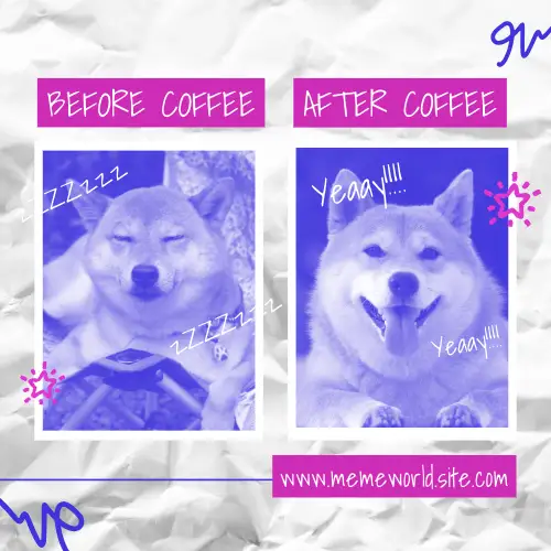 Blue And Pink Drink Coffee Before And After Meme