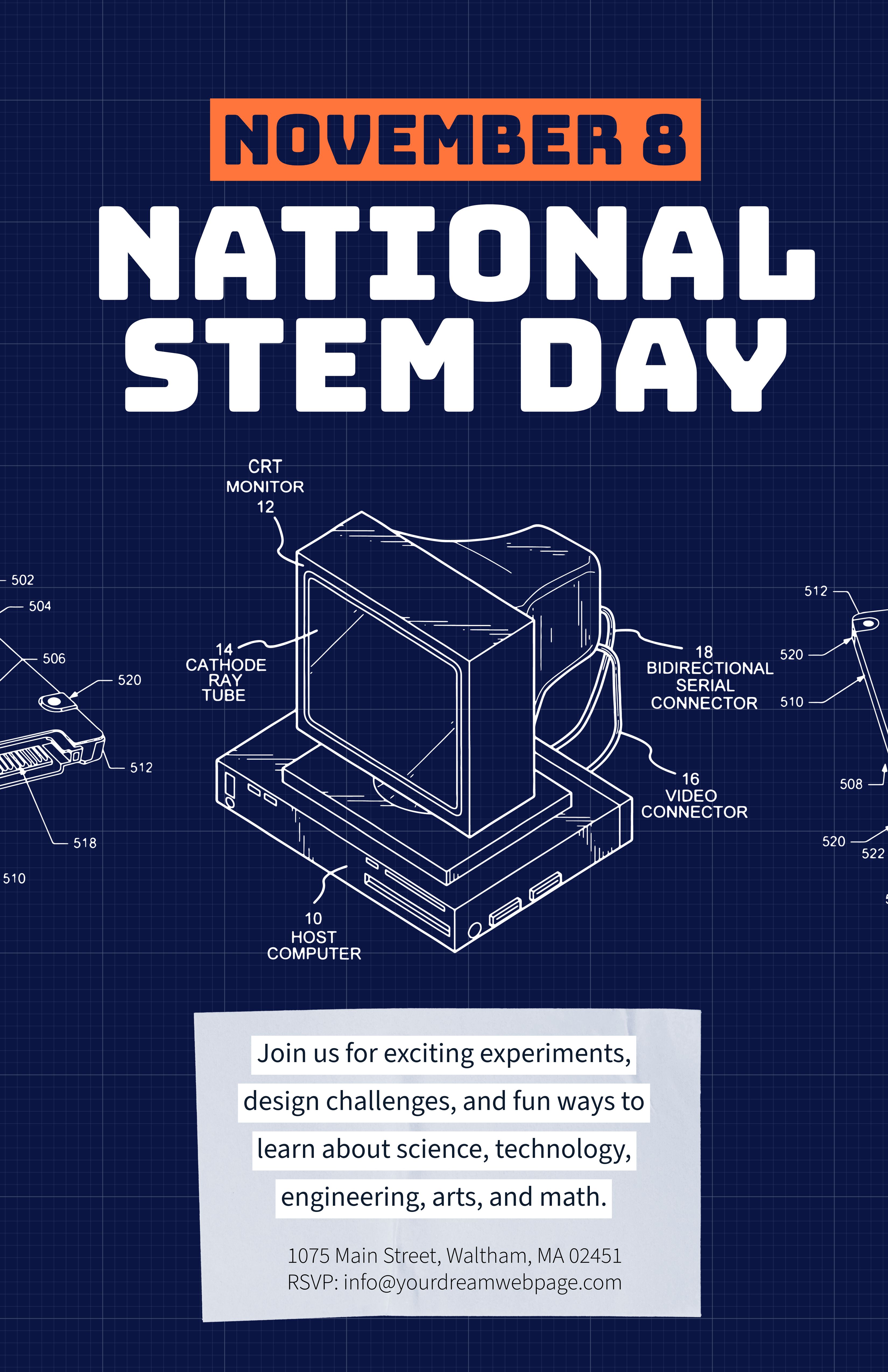 Blue Orange STEM Education Poster