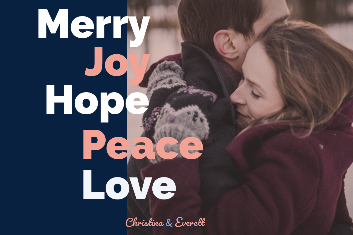 Blue, White and Pink Toned Couple Christmas Facebook Post