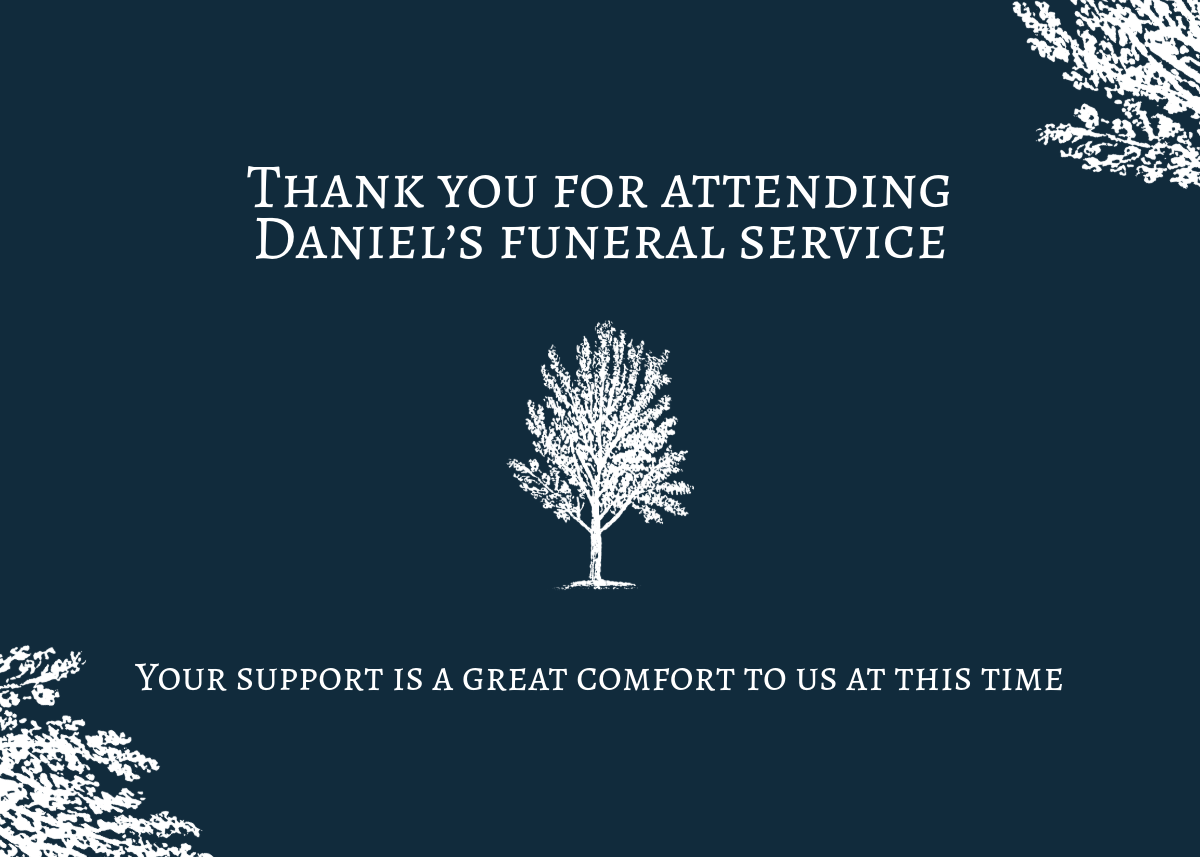 Navy and White Funeral Thank You Card