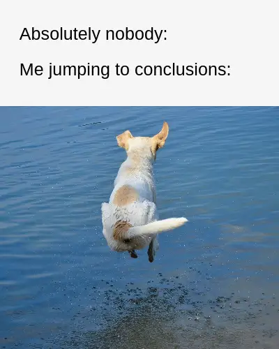 White Dog Jump To Conclusions Meme Instagram Portrait Post