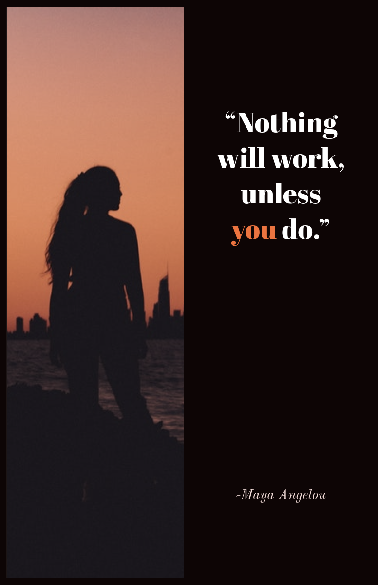 Black With Silhouette Of Woman Quote Poster