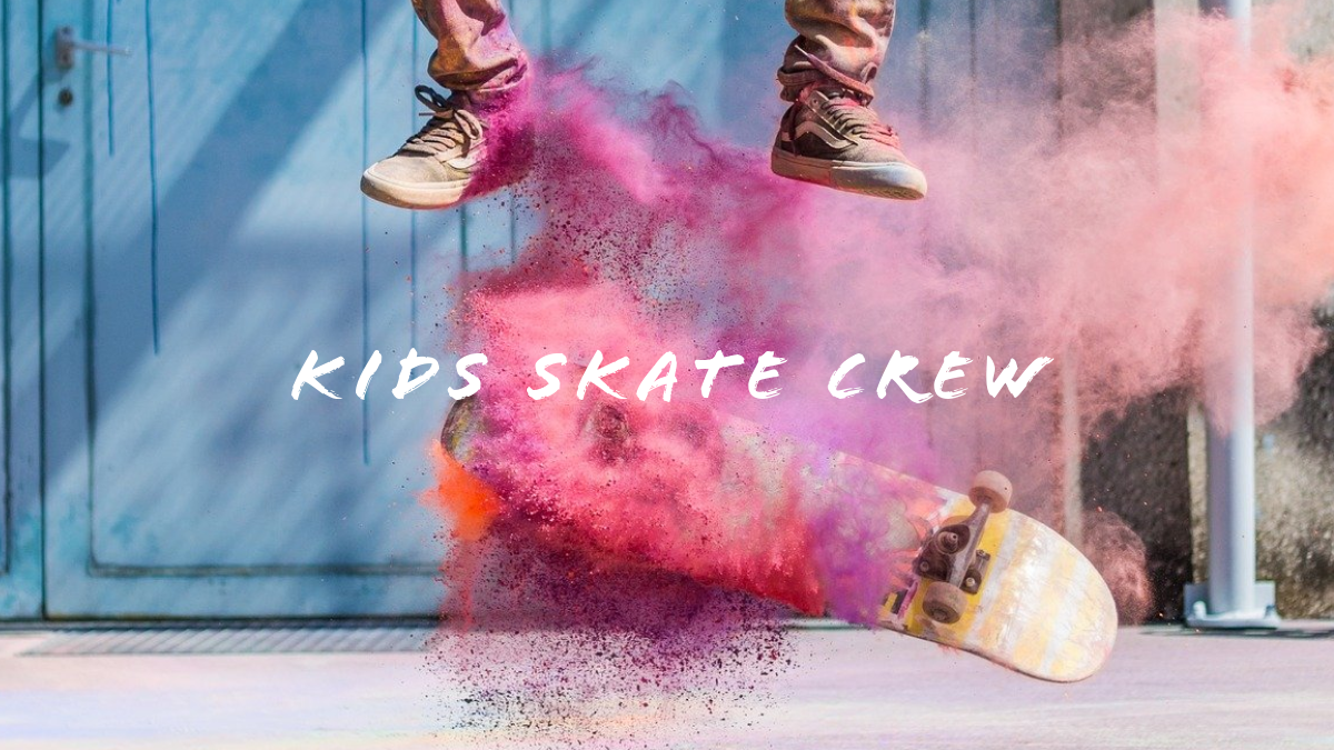Blue & Pink Colour Explosion Kids Skate Crew Youtube Channel Art