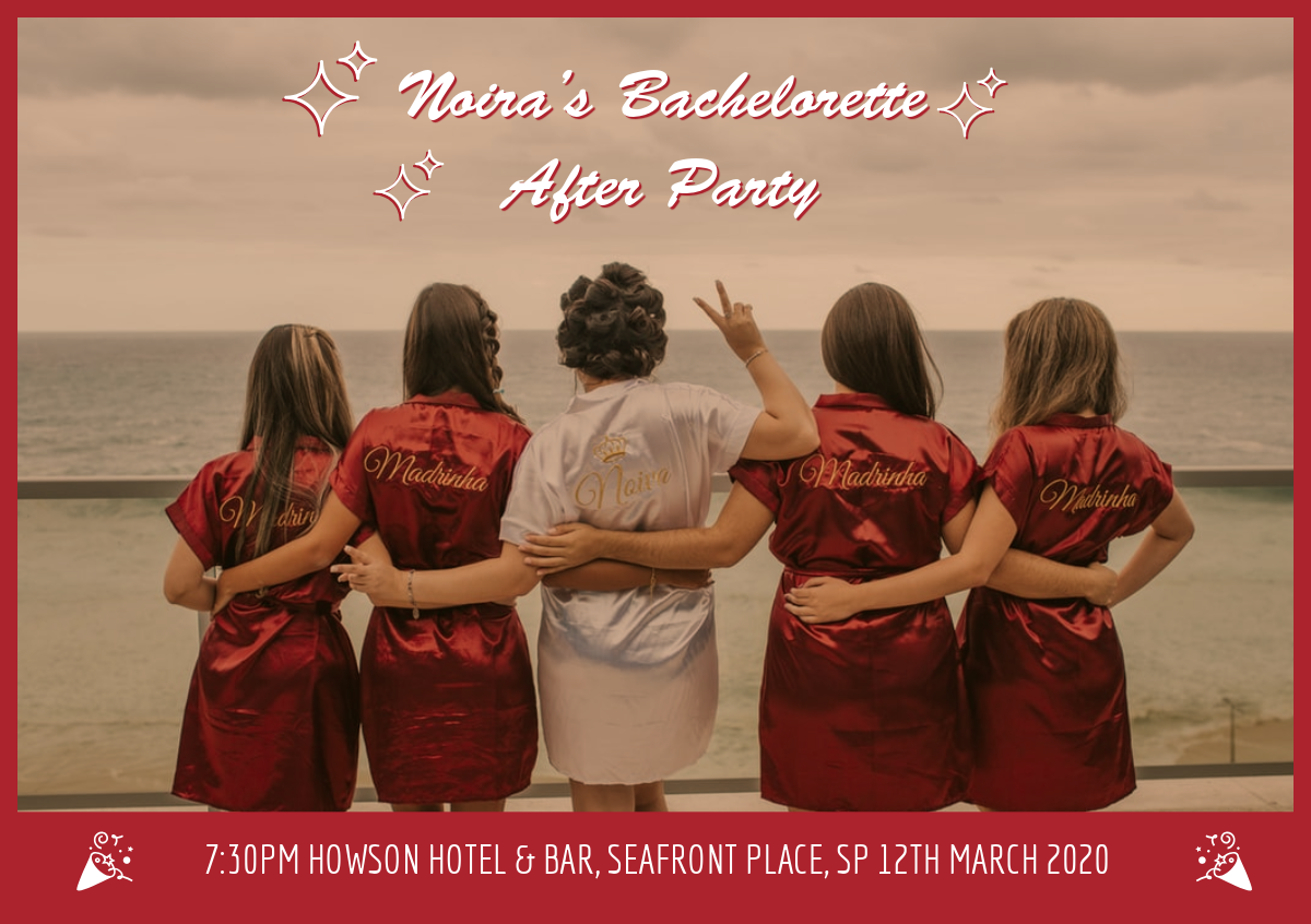 Red and Warm Toned Bechelorette Party Invitation