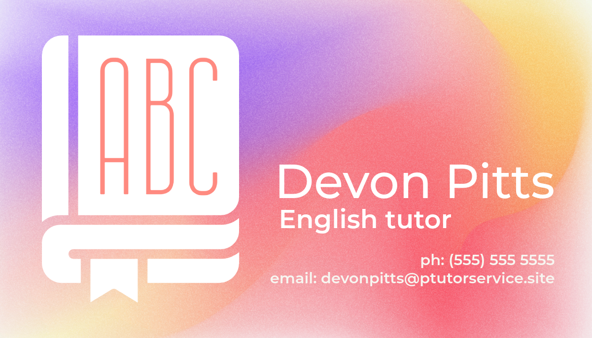 Colorful English Tutor Business Card