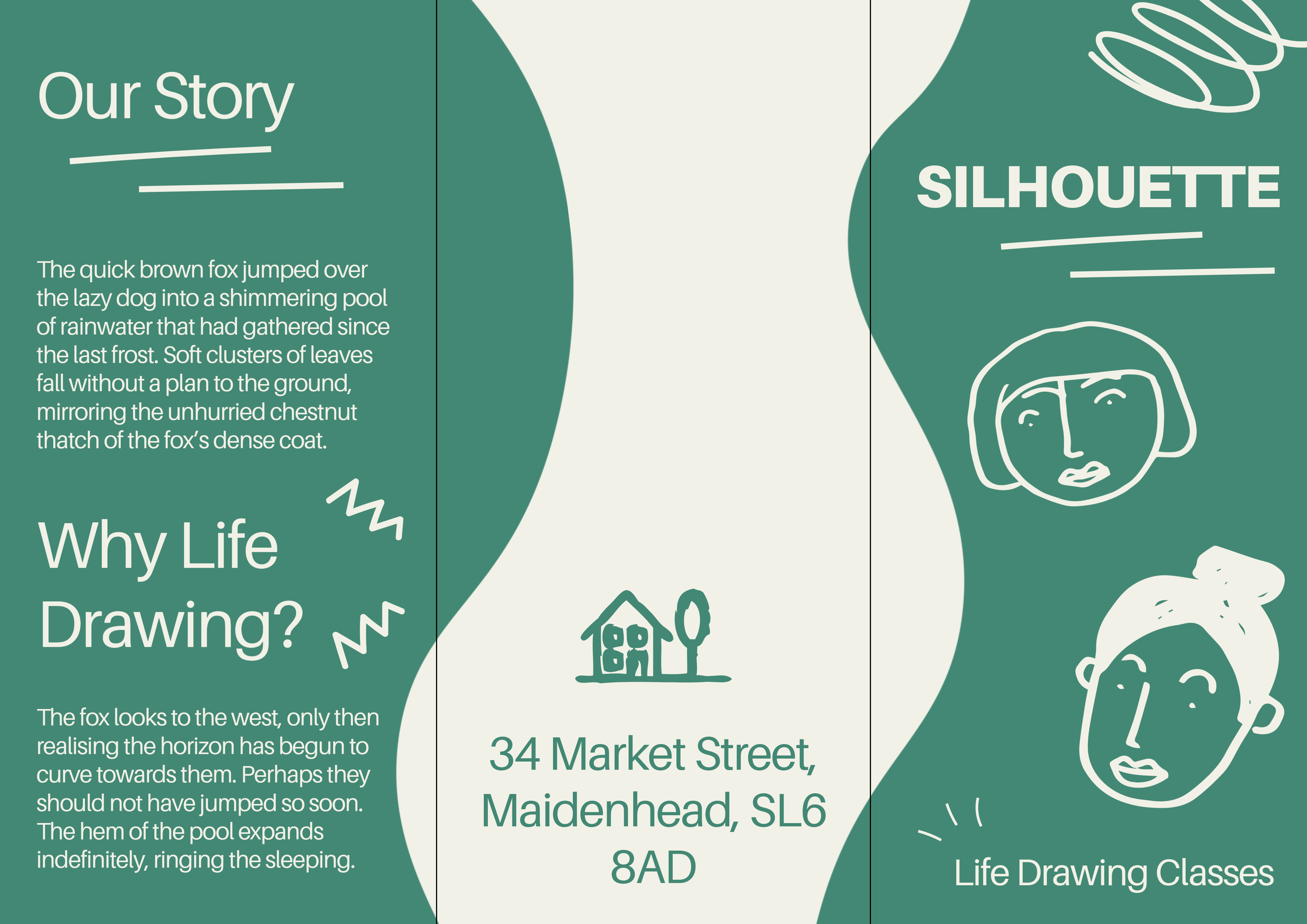 Green LifeDrawing Classes Brochure A4 Horizontal