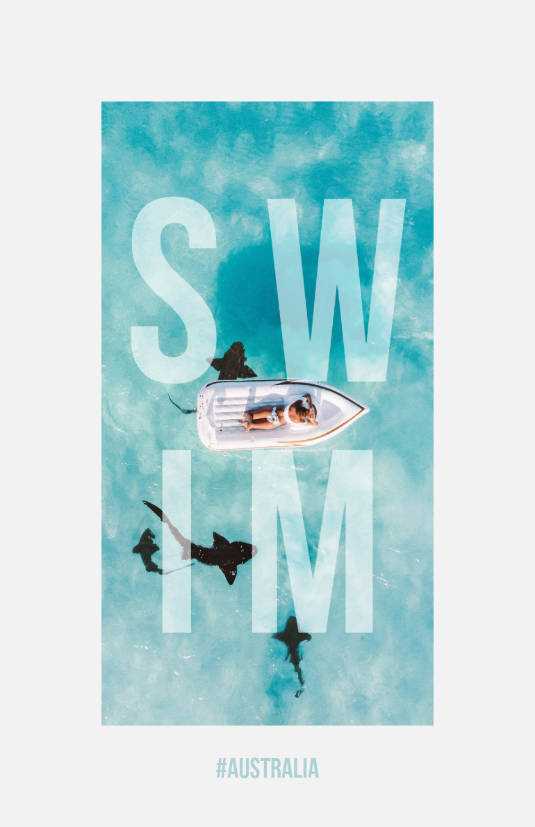 Blue Toned Woman in Pool Photo Modern Australia Travel Ad Instagram Story