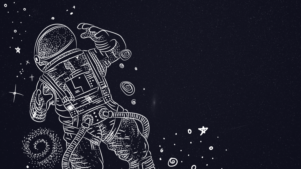 White Stars Astronaut Desktop Wallpaper