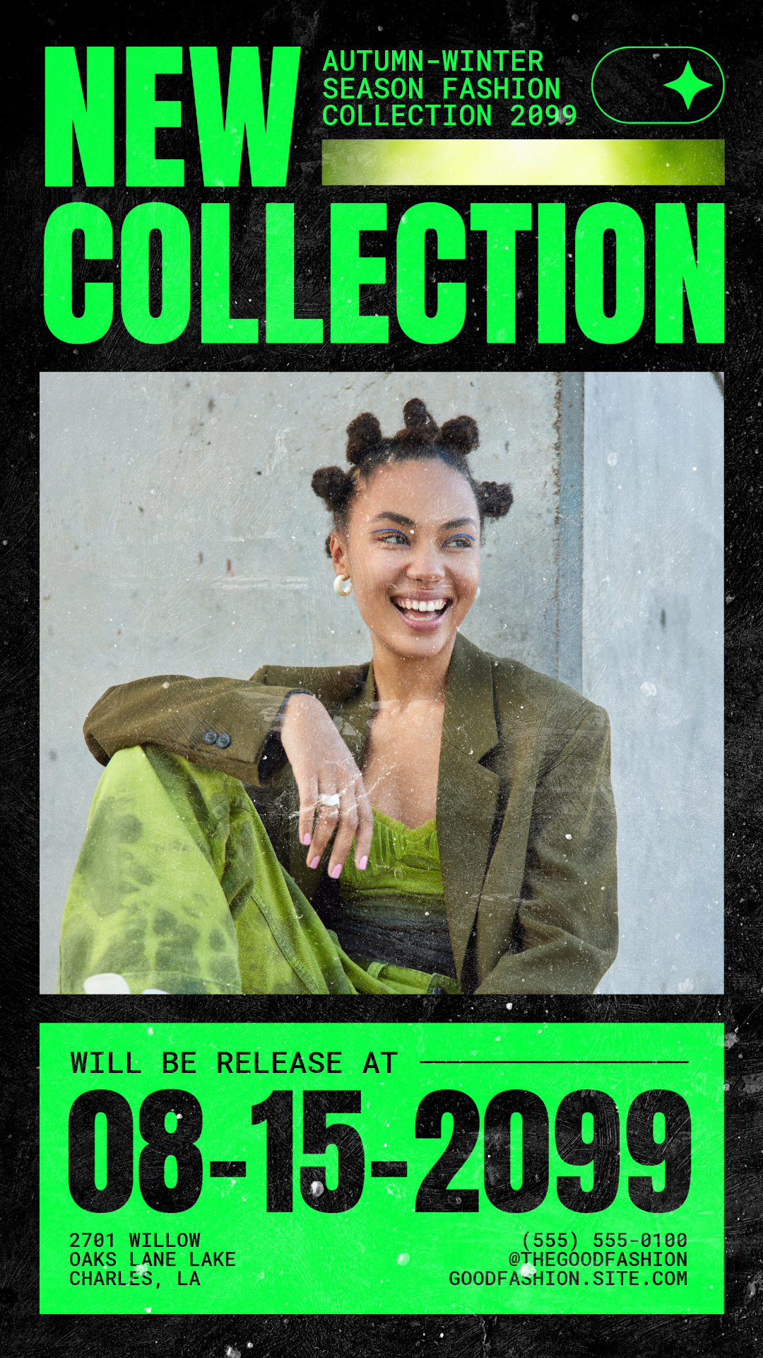 Black & Neon Green Gradient Acid Graphics Fashion New Collection Product Photo Instagram Story