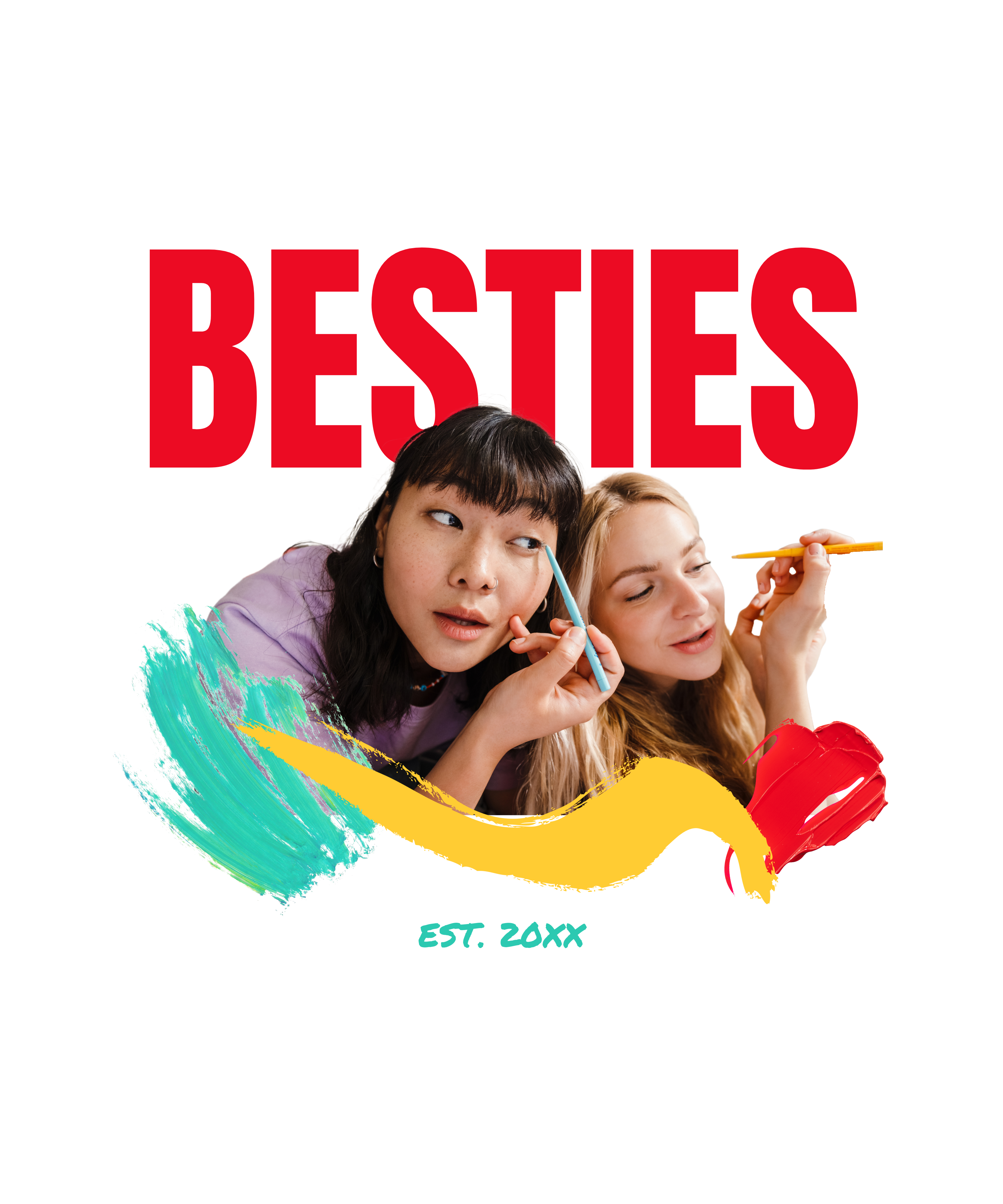Red and Teal Best Friend T-Shirt