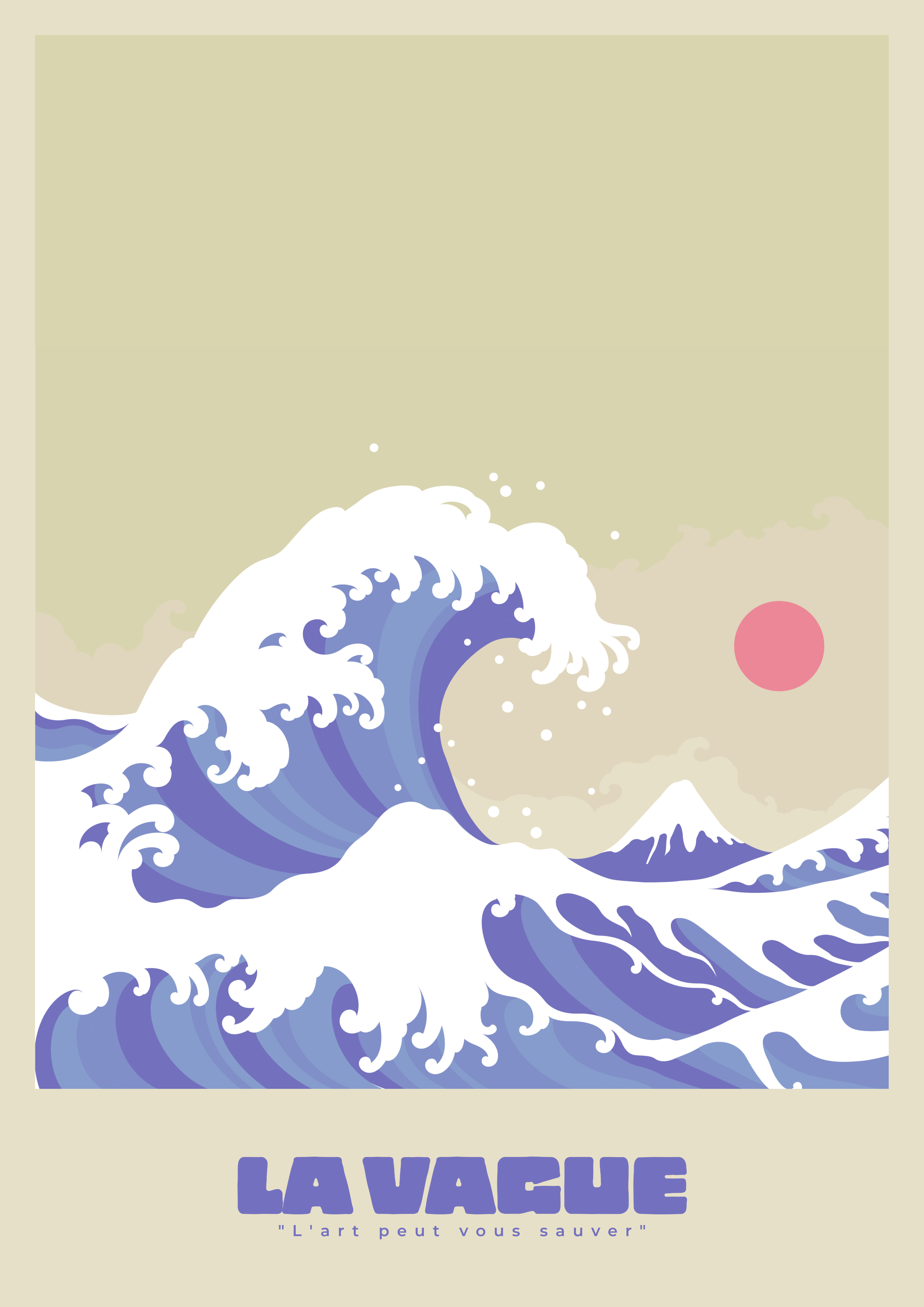 Affiche A3 beige vague japon 2