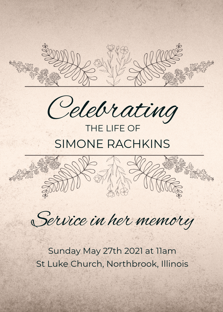 Black Floral Detail Celebration of Life Card