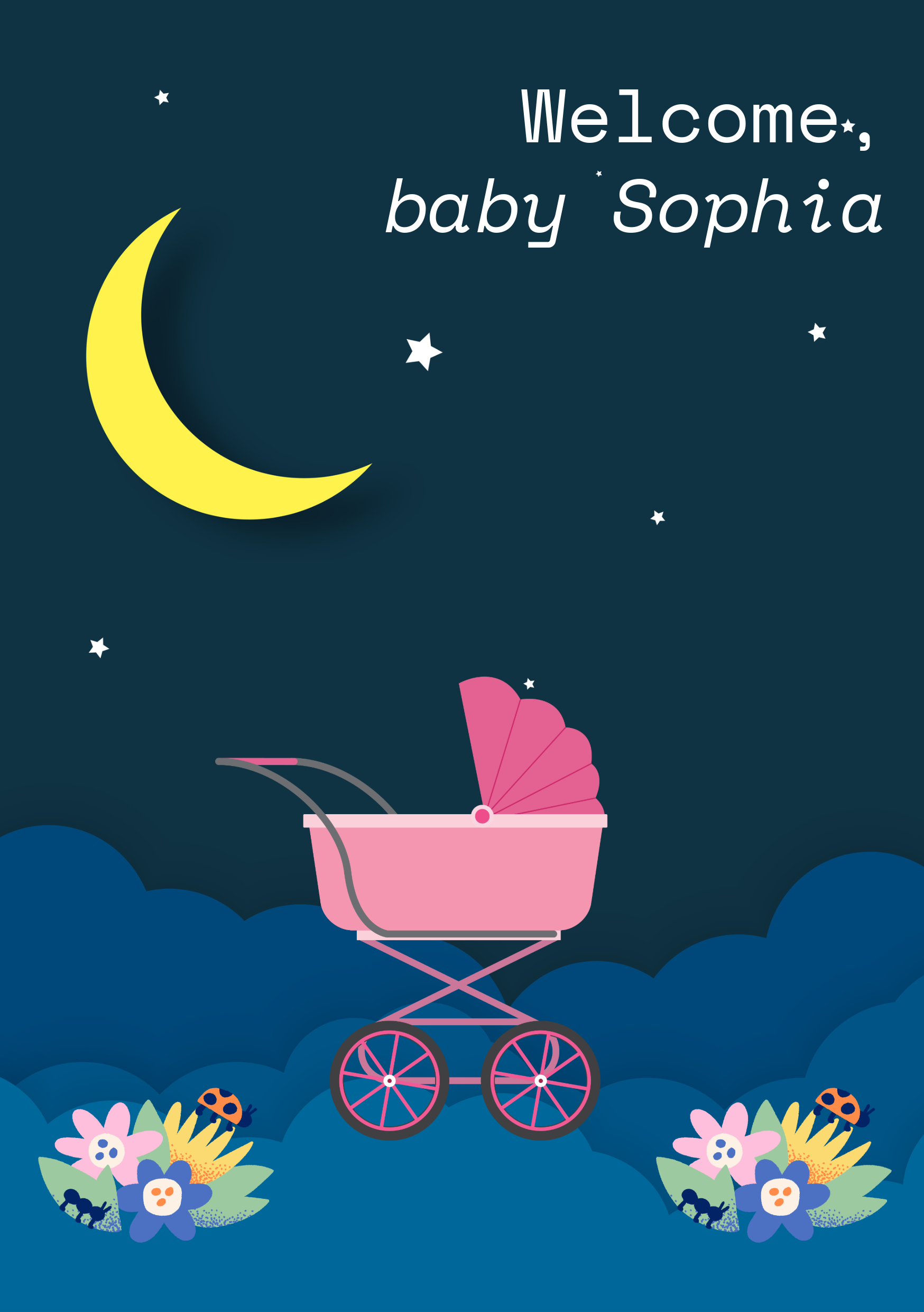 Navy New Baby Greeting A5 Card